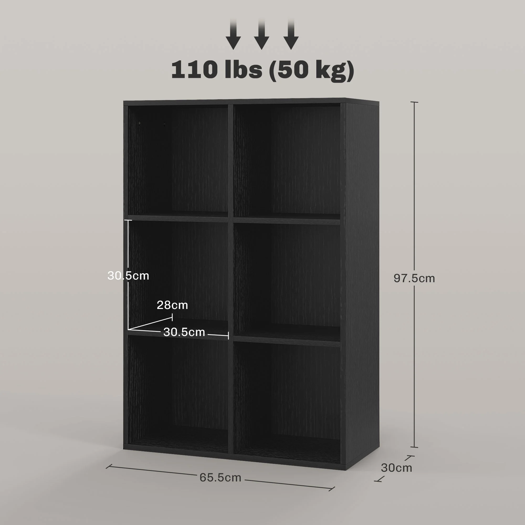 HOMCOM Cubic Cabinet Bookcase Storage Shelves for Home Office, Black - Image 3