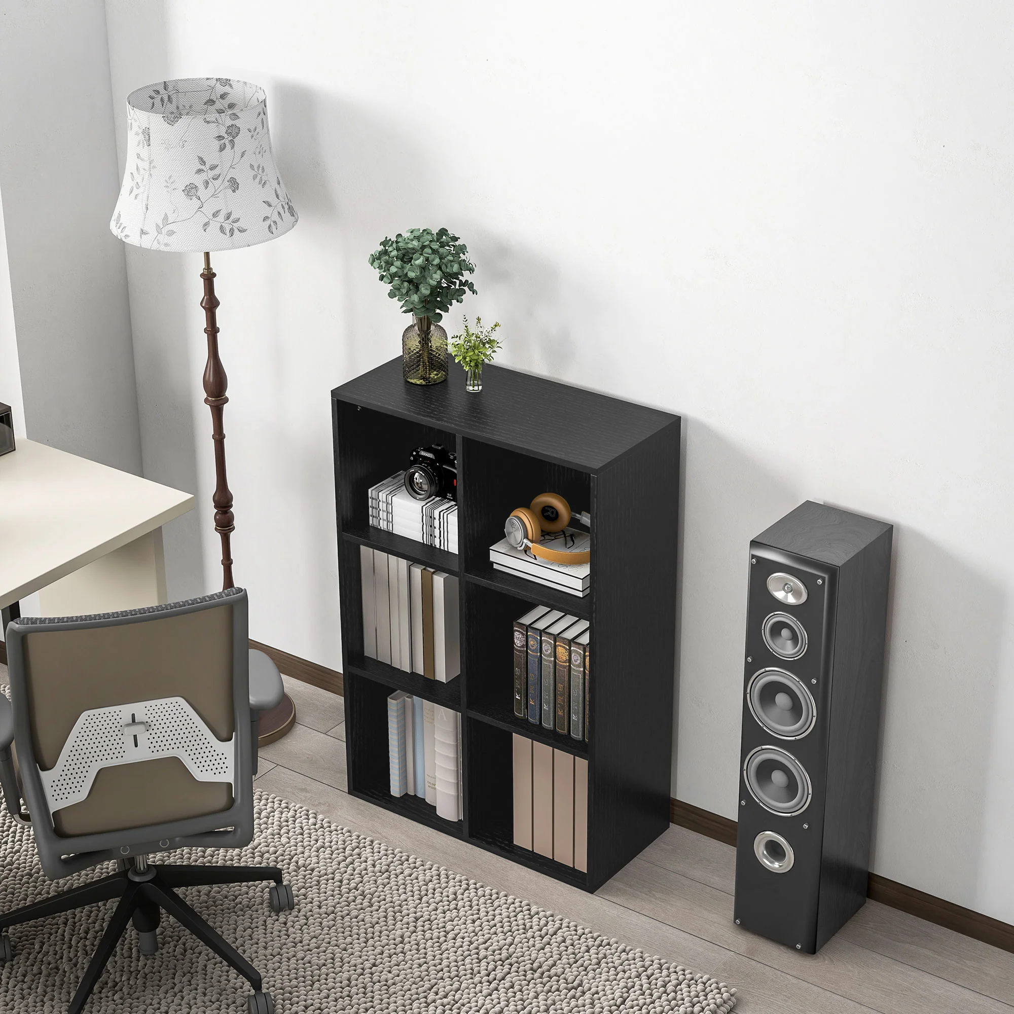 HOMCOM Cubic Cabinet Bookcase Storage Shelves for Home Office, Black - Image 9