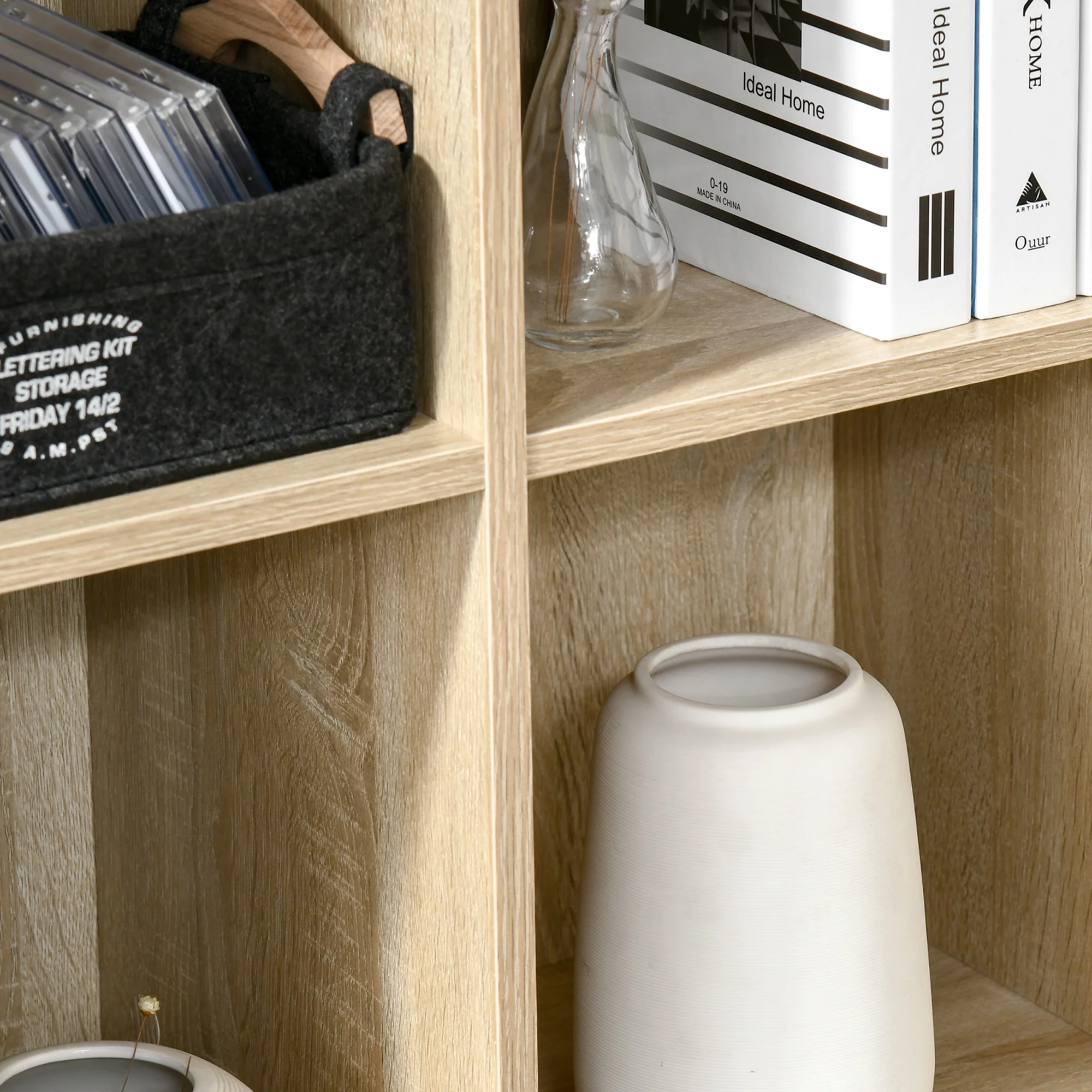 HOMCOM Cubic Cabinet Bookcase Storage Shelves For Home Office, Oak - Image 7
