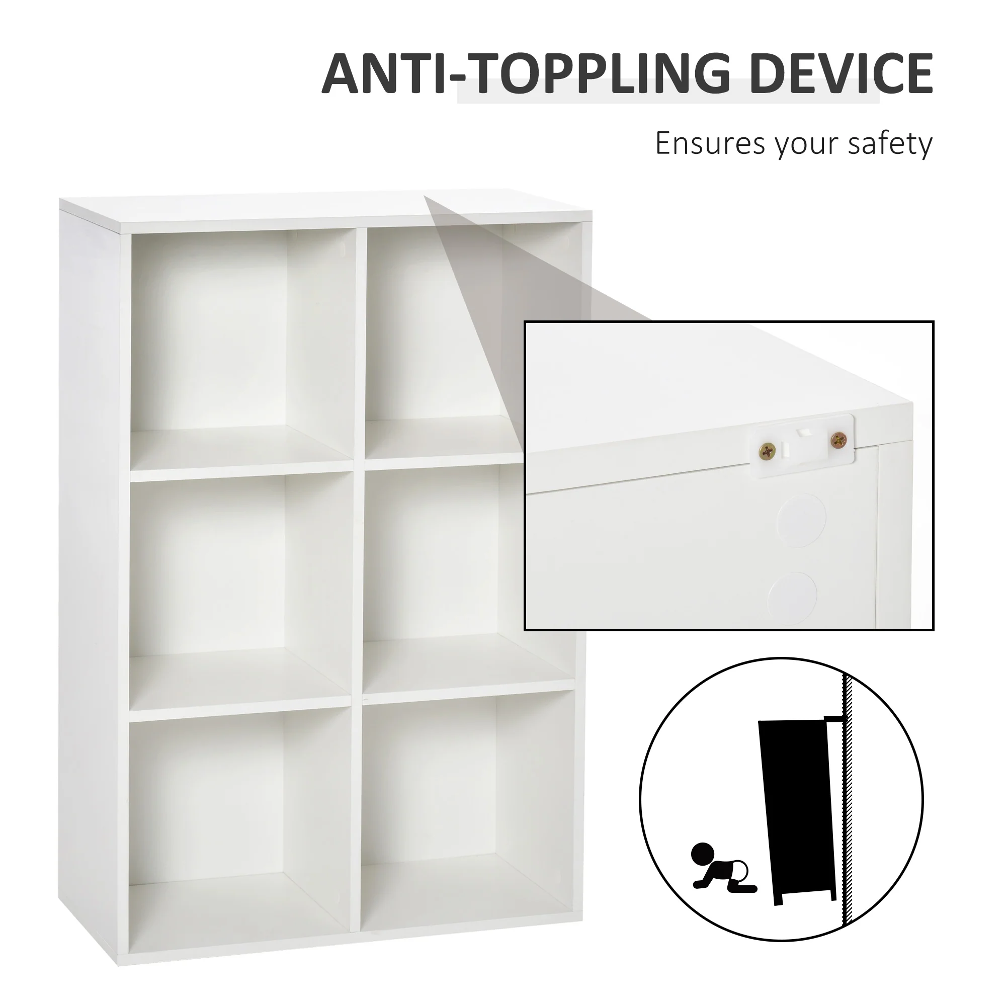 HOMCOM Cubic Cabinet Bookcase Storage Shelves For Home Office, White - Image 3