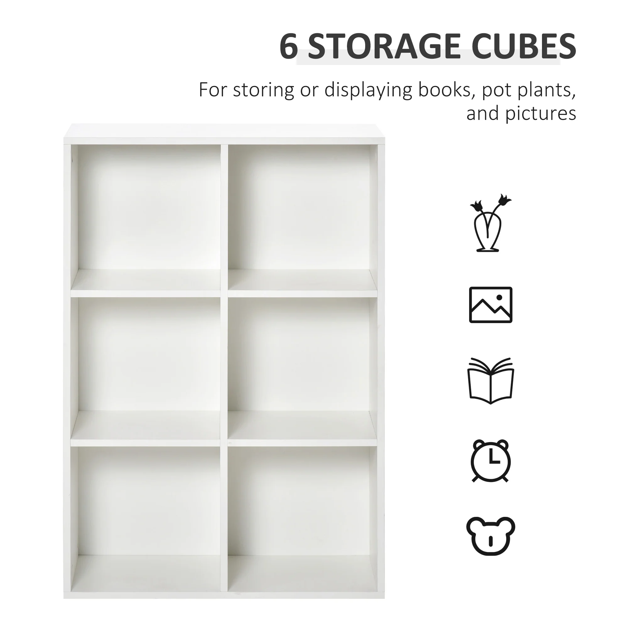 HOMCOM Cubic Cabinet Bookcase Storage Shelves For Home Office, White - Image 4