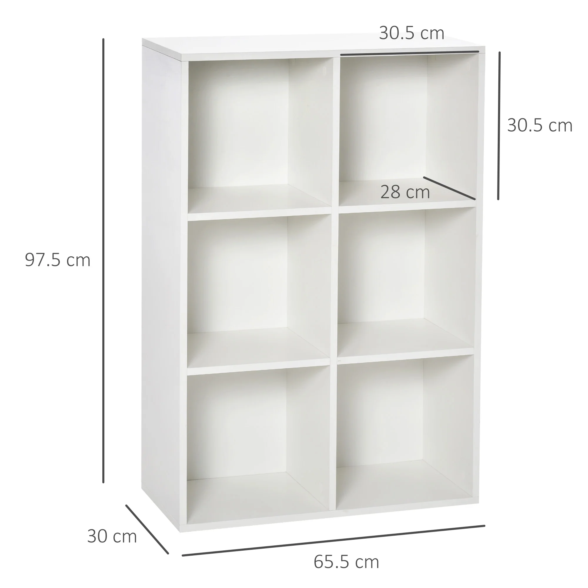 HOMCOM Cubic Cabinet Bookcase Storage Shelves For Home Office, White - Image 5