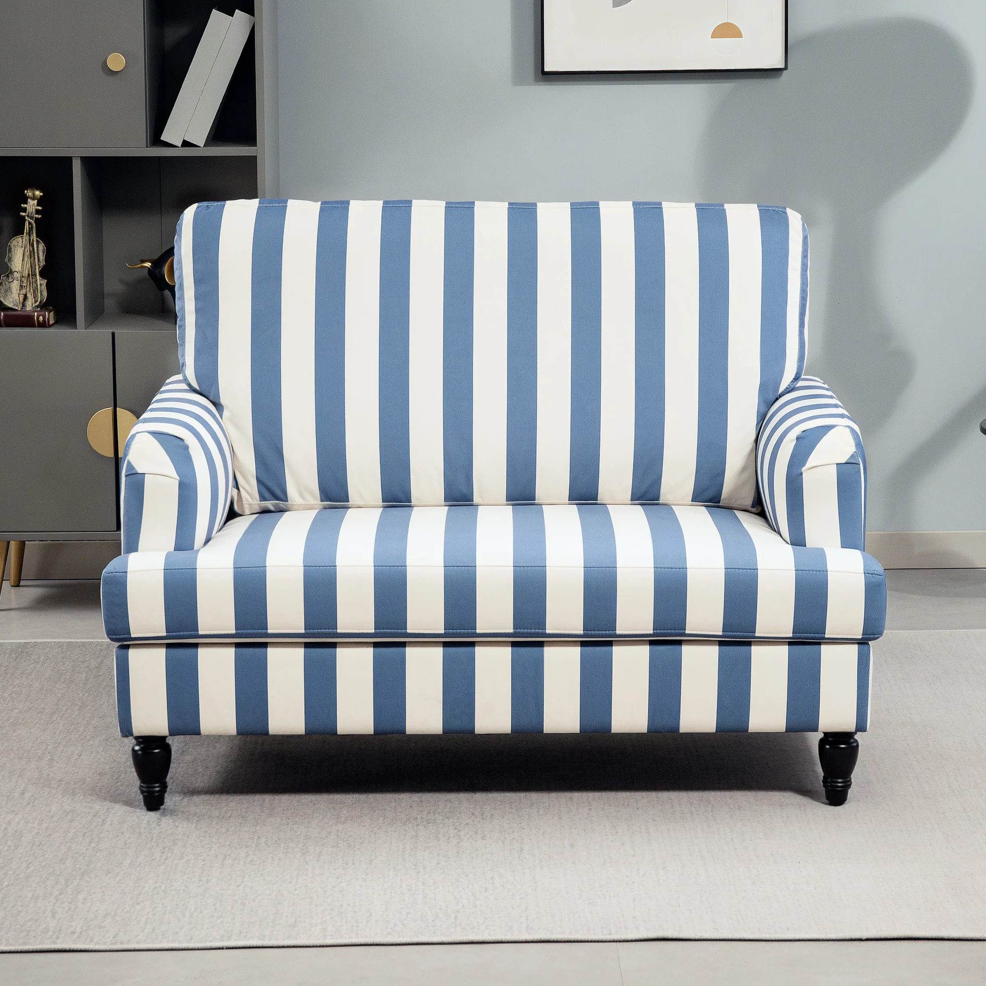 HOMCOM Cuddle Chair With Stripe, Armchair For Living Room - Image 16