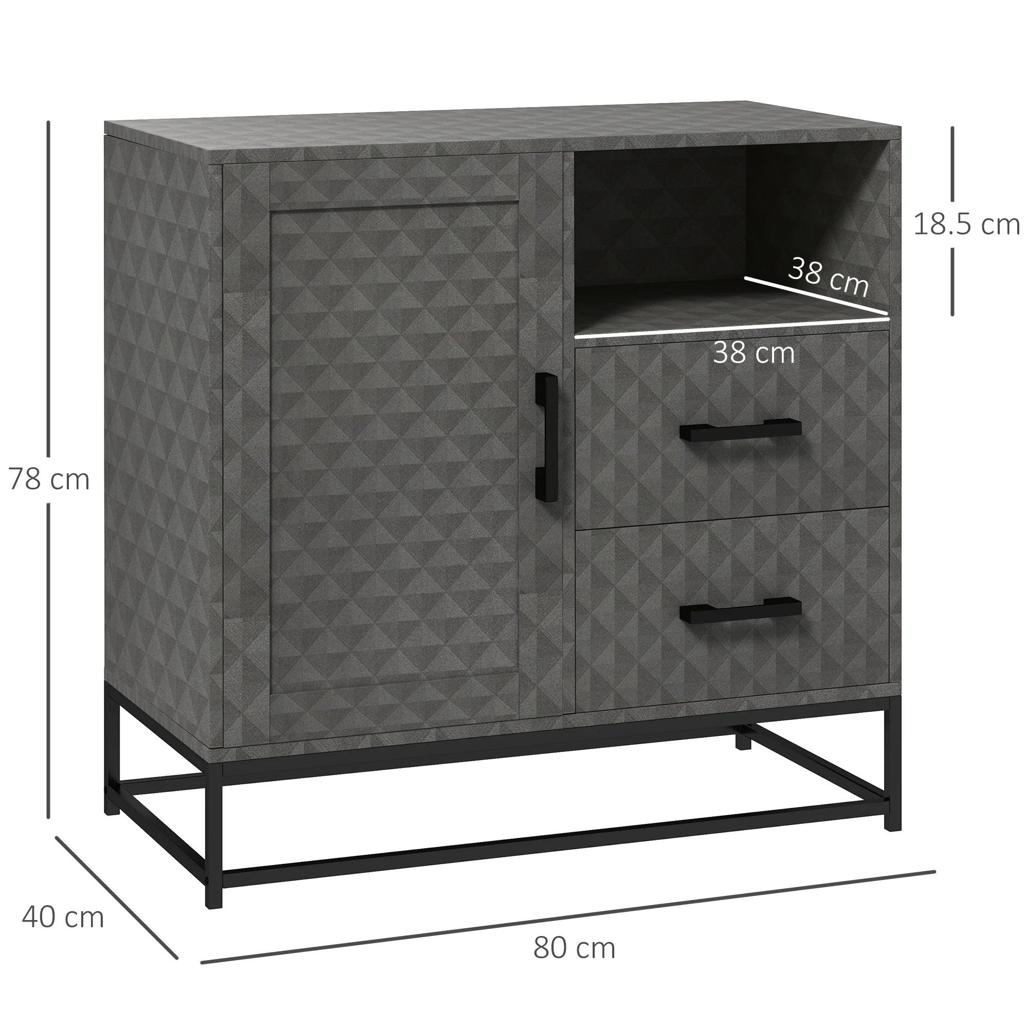 HOMCOM Cupboard with Adjustable Shelf, Open Compartment, 2 Drawers - Image 14