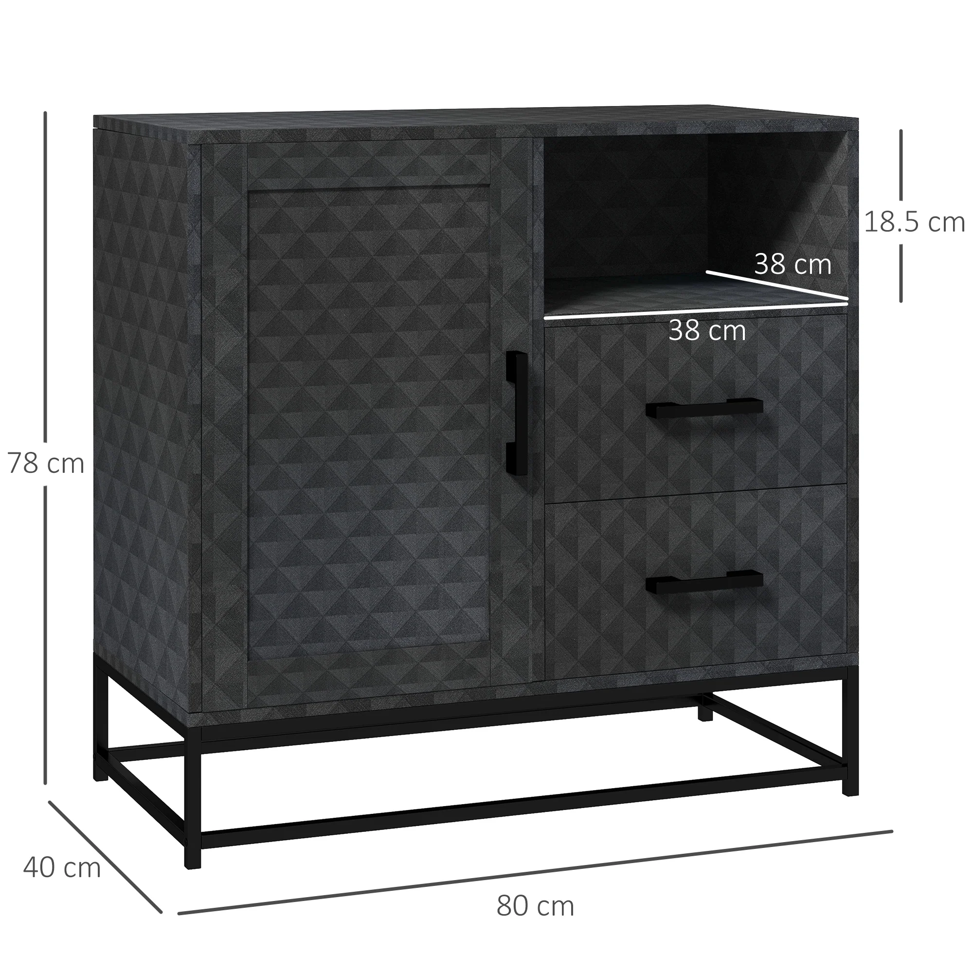 HOMCOM Cupboard with Adjustable Shelf, Open Compartment, 2 Drawers - Image 5