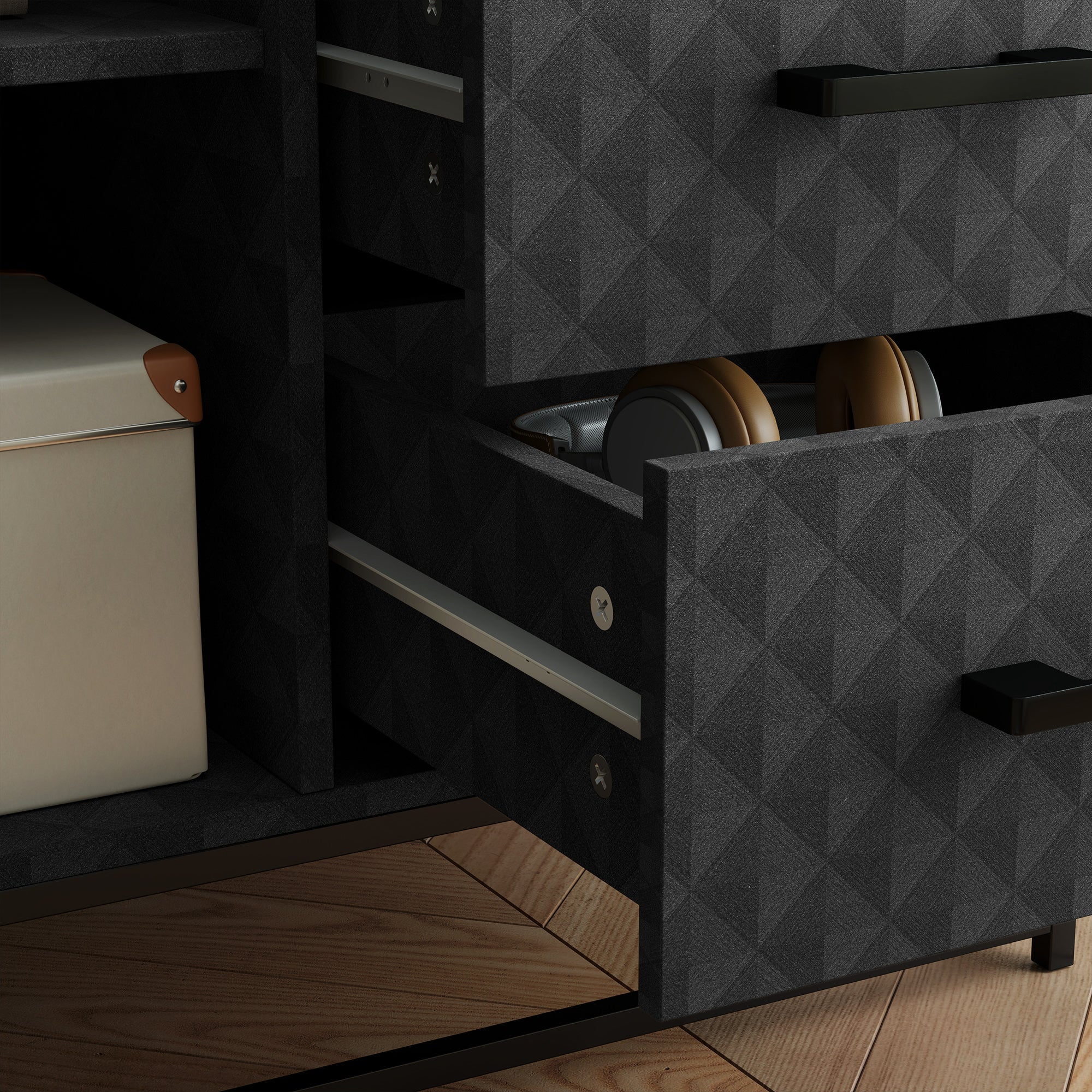 HOMCOM Cupboard with Adjustable Shelf, Open Compartment, 2 Drawers - Image 7