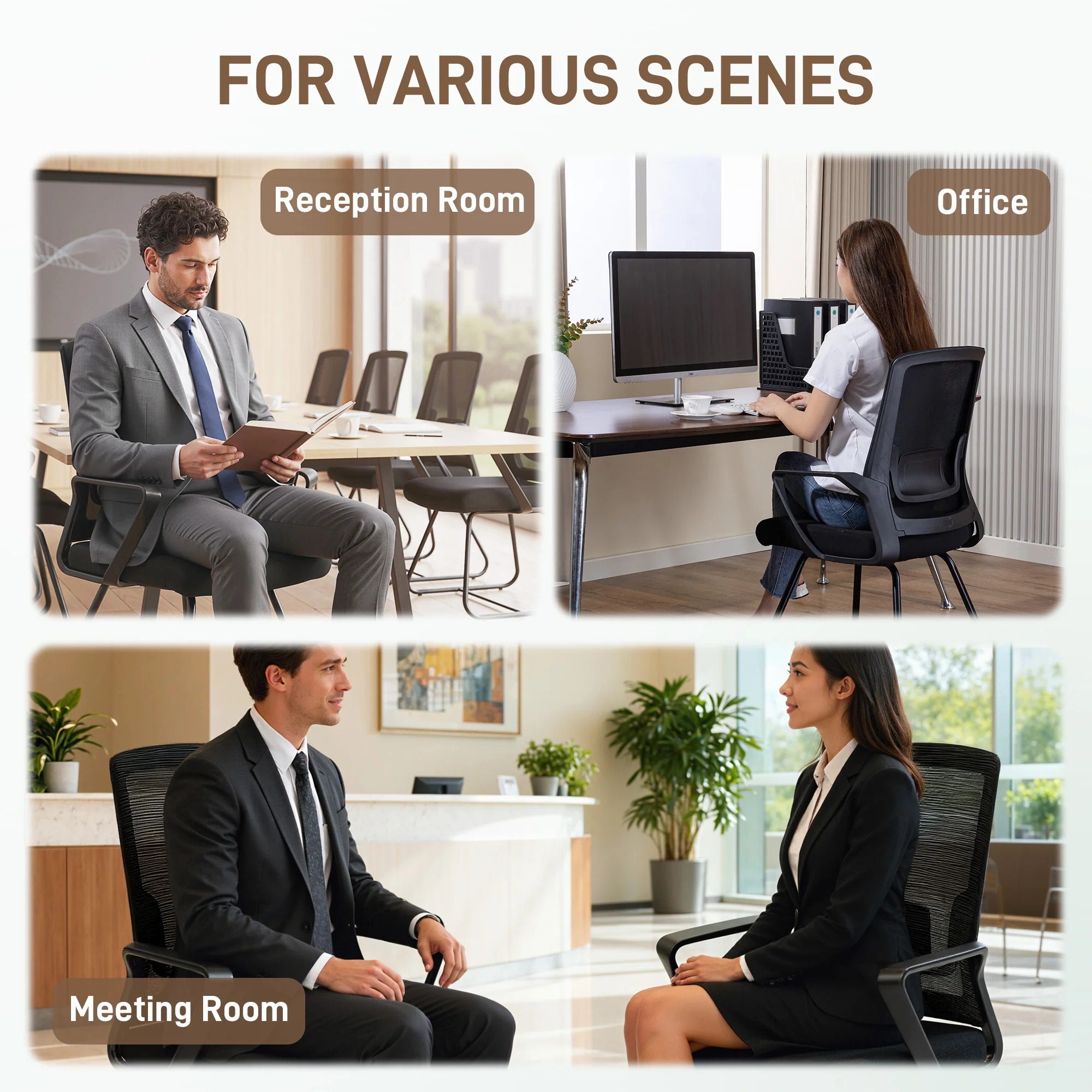 HOMCOM Desk Chair No Wheels, Meeting Chair with Mesh Back for Waiting Room - Image 7