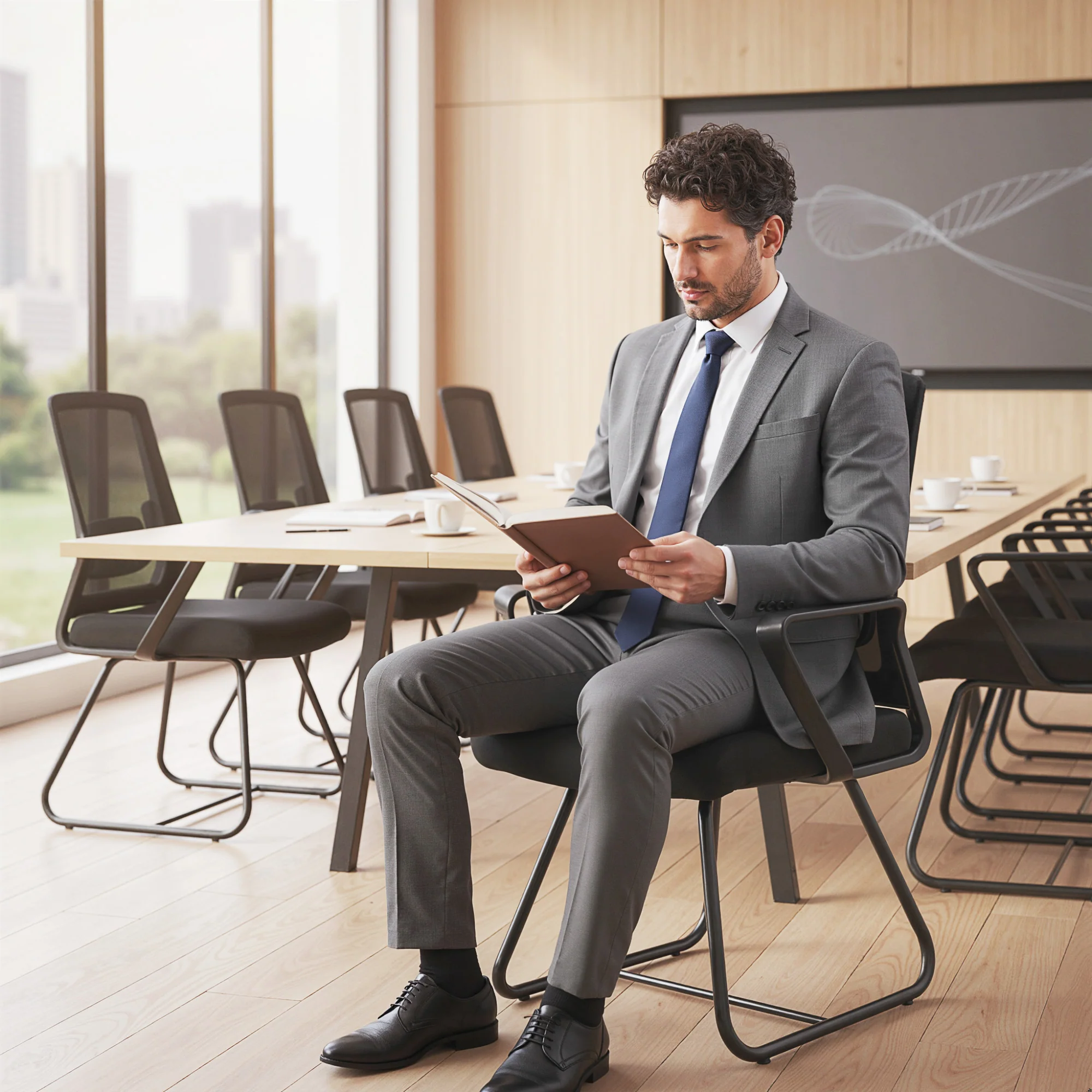 HOMCOM Desk Chair No Wheels, Meeting Chair with Mesh Back for Waiting Room - Image 9