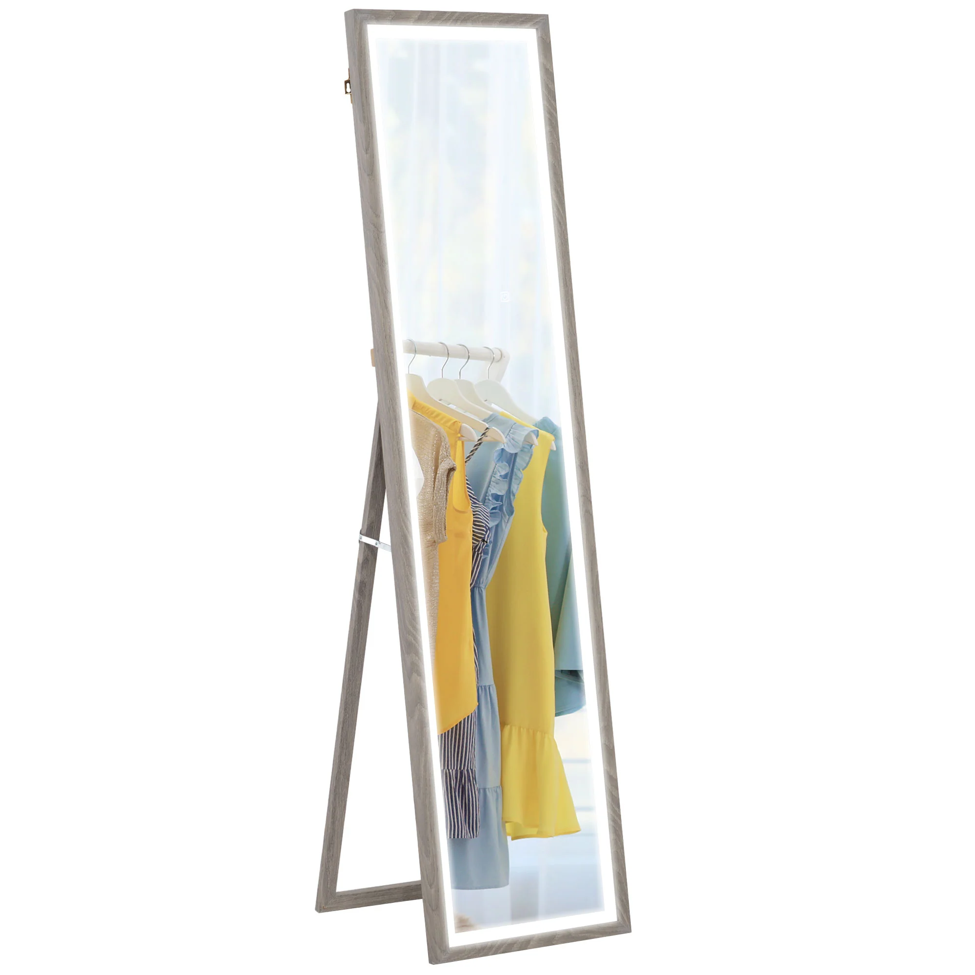 HOMCOM Dimming Full Length Mirror w/ Lights Standing Leaning Wall Mount - Image 10