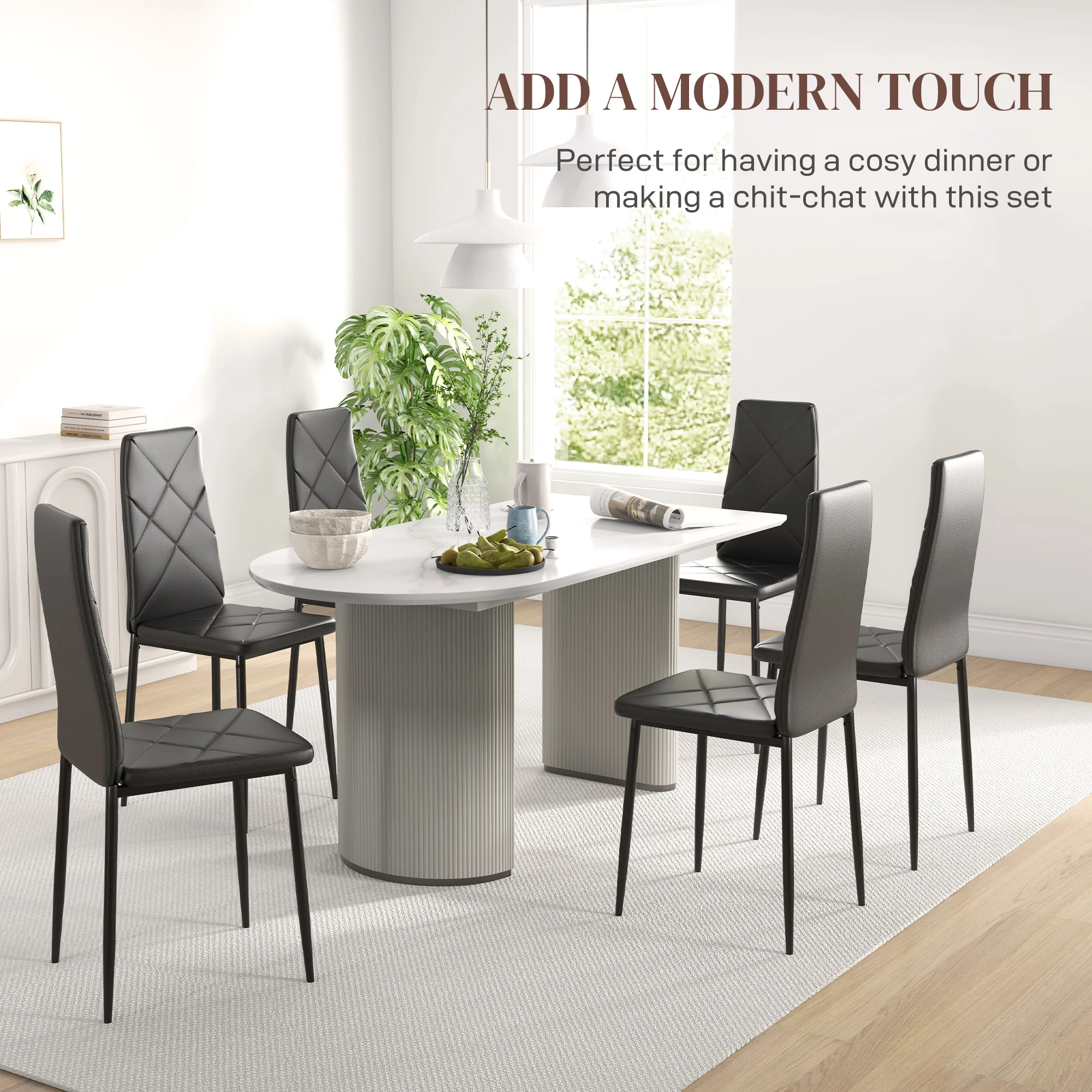 HOMCOM Dining Chairs, Faux Leather Kitchen Chairs, Black - Image 12