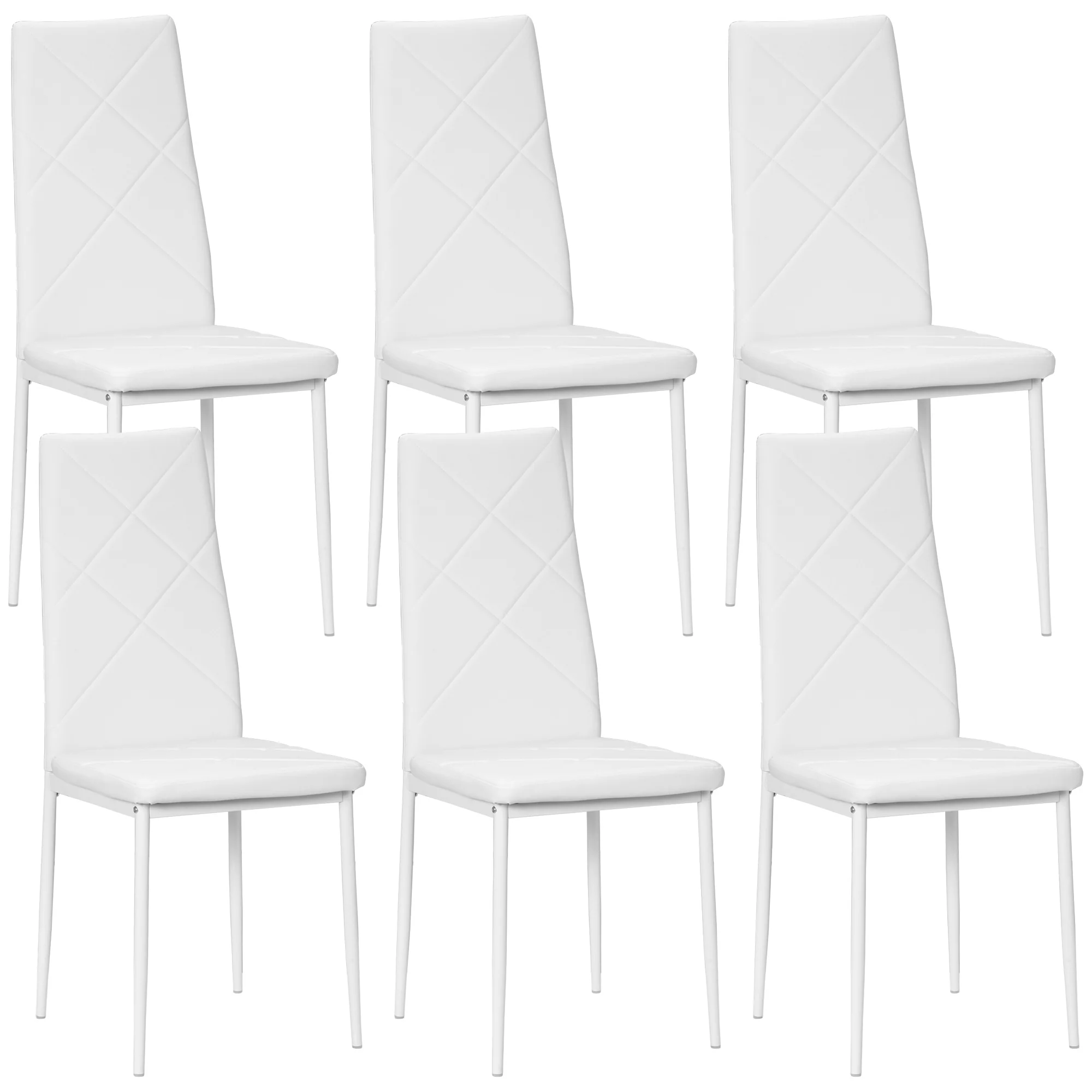 HOMCOM Dining Chairs, Faux Leather Kitchen Chairs, White - Image 10