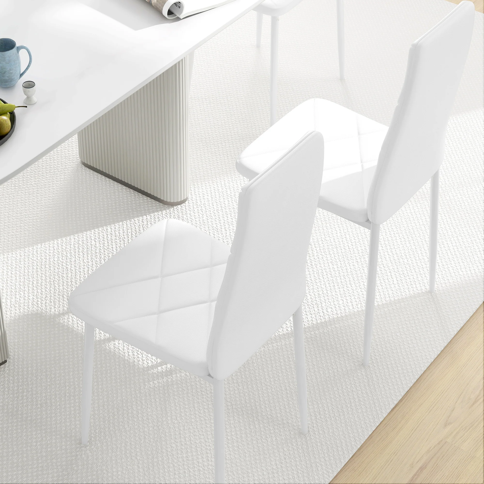 HOMCOM Dining Chairs, Faux Leather Kitchen Chairs, White - Image 18