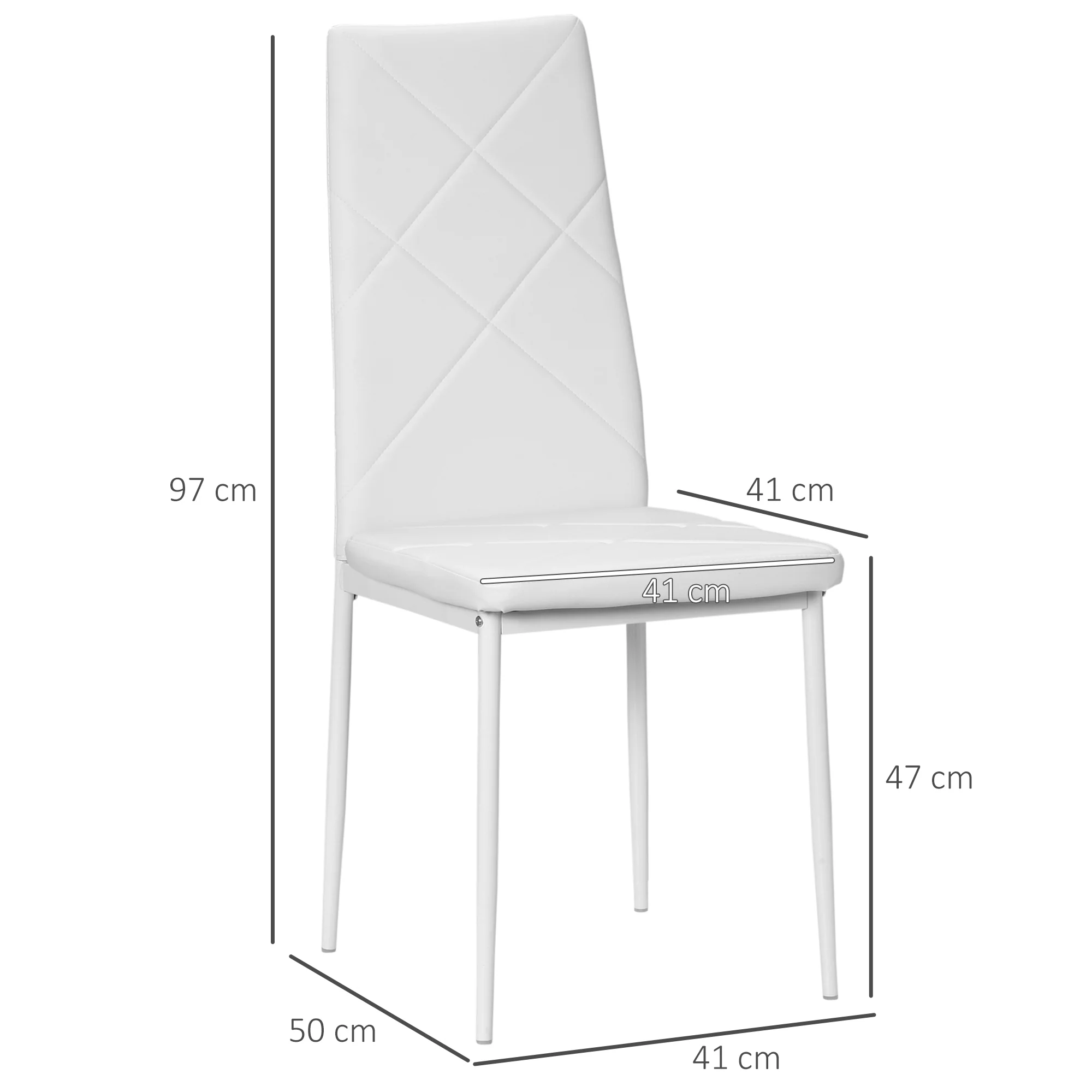 HOMCOM Dining Chairs, Faux Leather Kitchen Chairs, White - Image 5