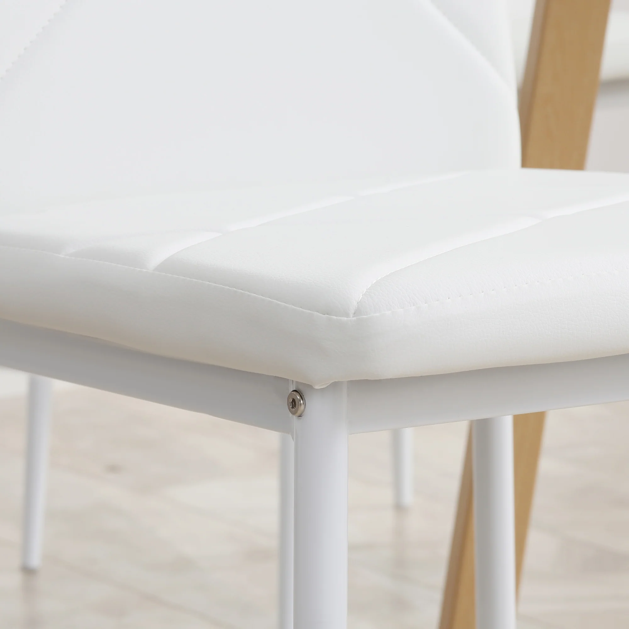 HOMCOM Dining Chairs, Faux Leather Kitchen Chairs, White - Image 9