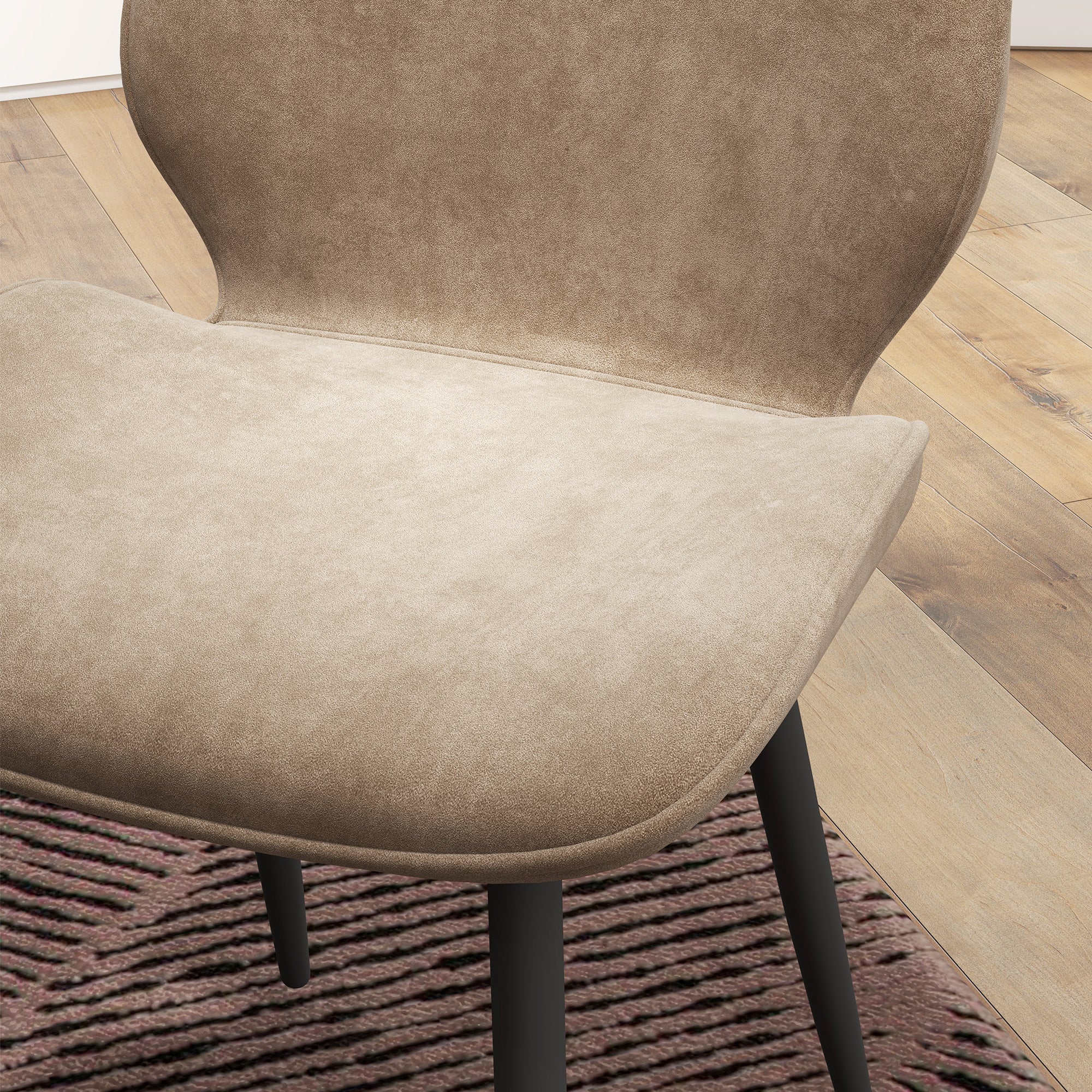 HOMCOM Dining Chairs Set of 2 Upholstered Kitchen Chairs w/ Metal Legs Brown - Image 6