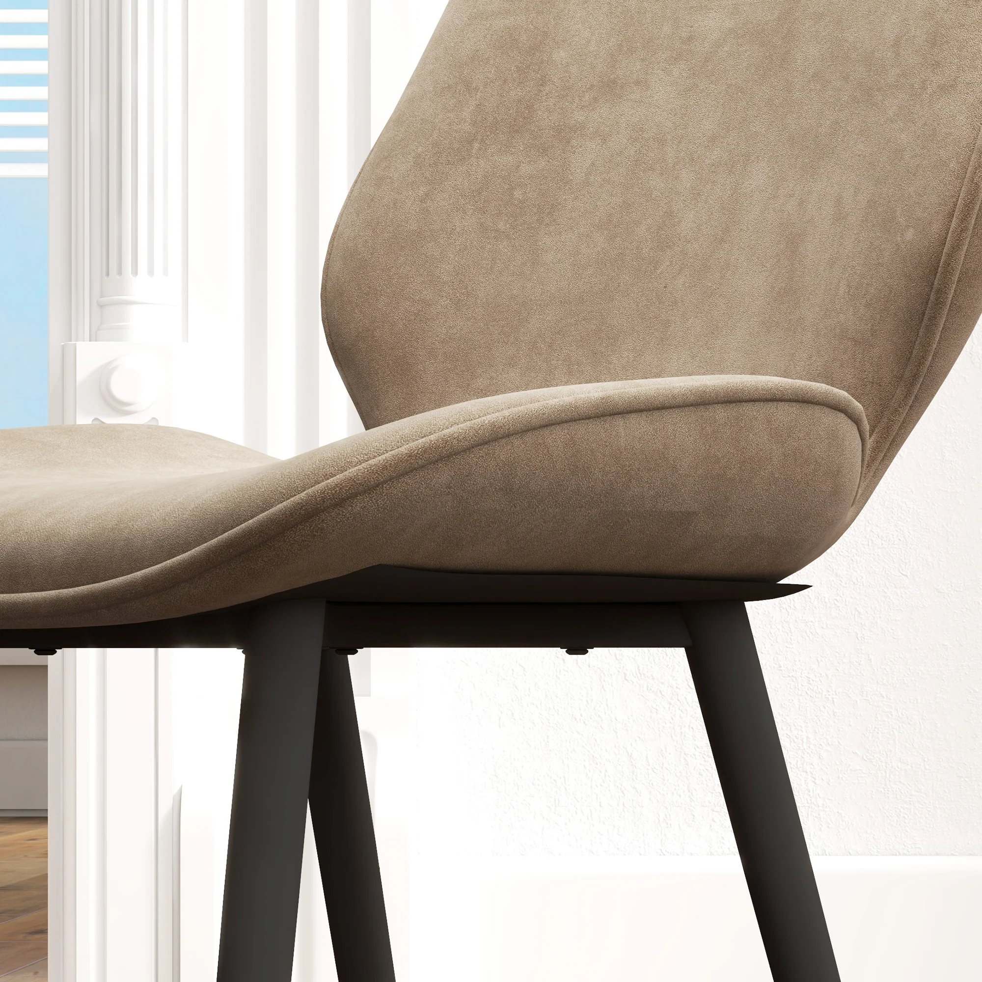 HOMCOM Dining Chairs Set of 2 Upholstered Kitchen Chairs w/ Metal Legs Brown - Image 8