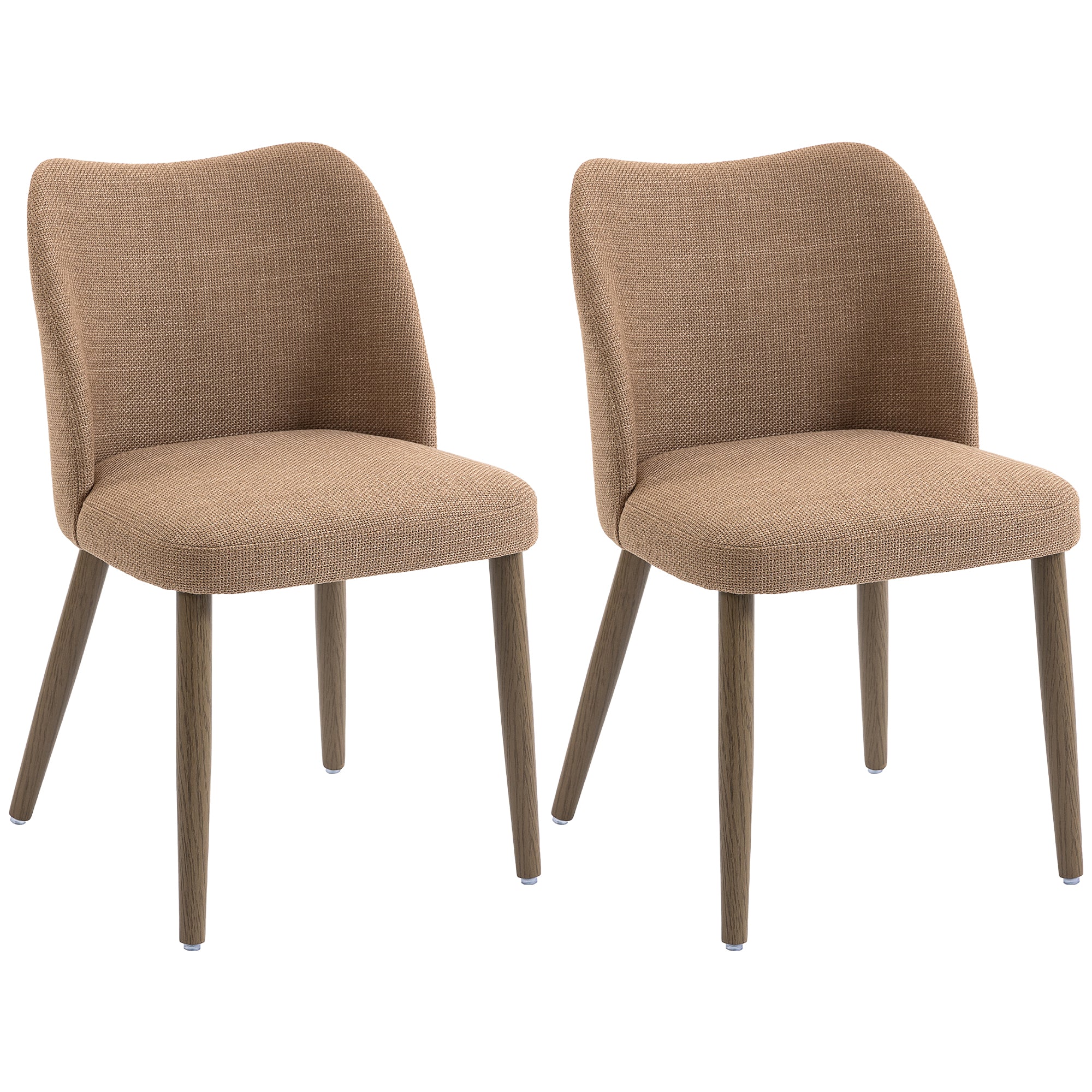 HOMCOM Dining Chairs Set of 2, Kitchen Chairs with Padded Seat, Curved Back