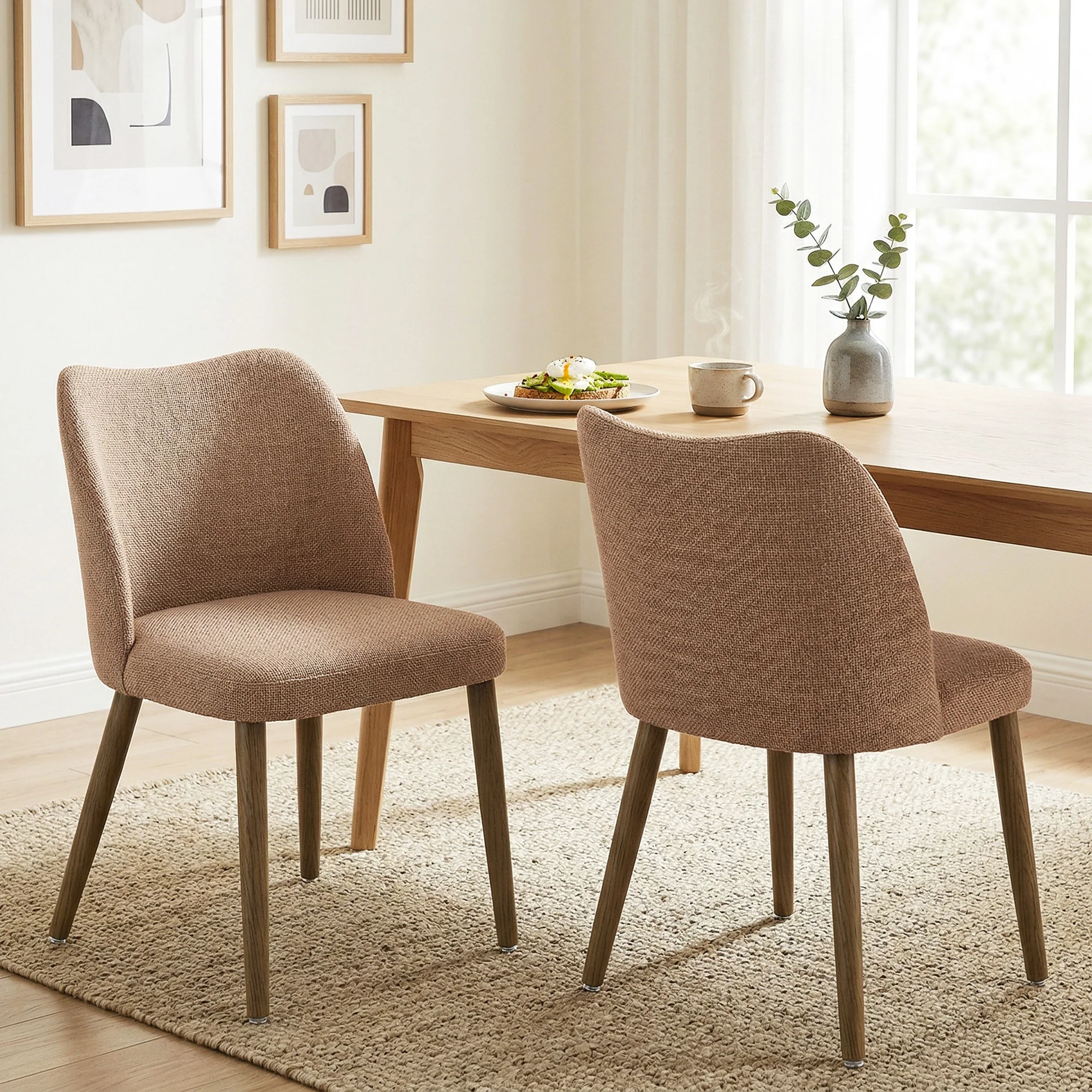 HOMCOM Dining Chairs Set of 2, Kitchen Chairs with Padded Seat, Curved Back - Image 2