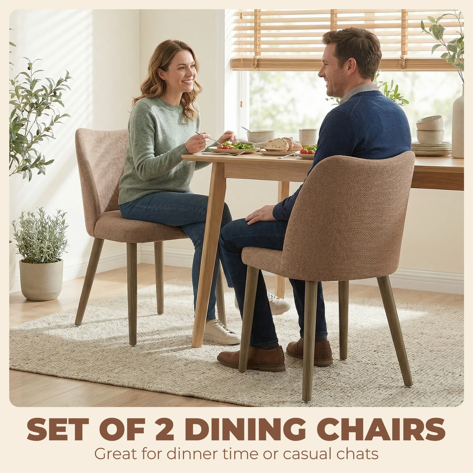 HOMCOM Dining Chairs Set of 2, Kitchen Chairs with Padded Seat, Curved Back - Image 3