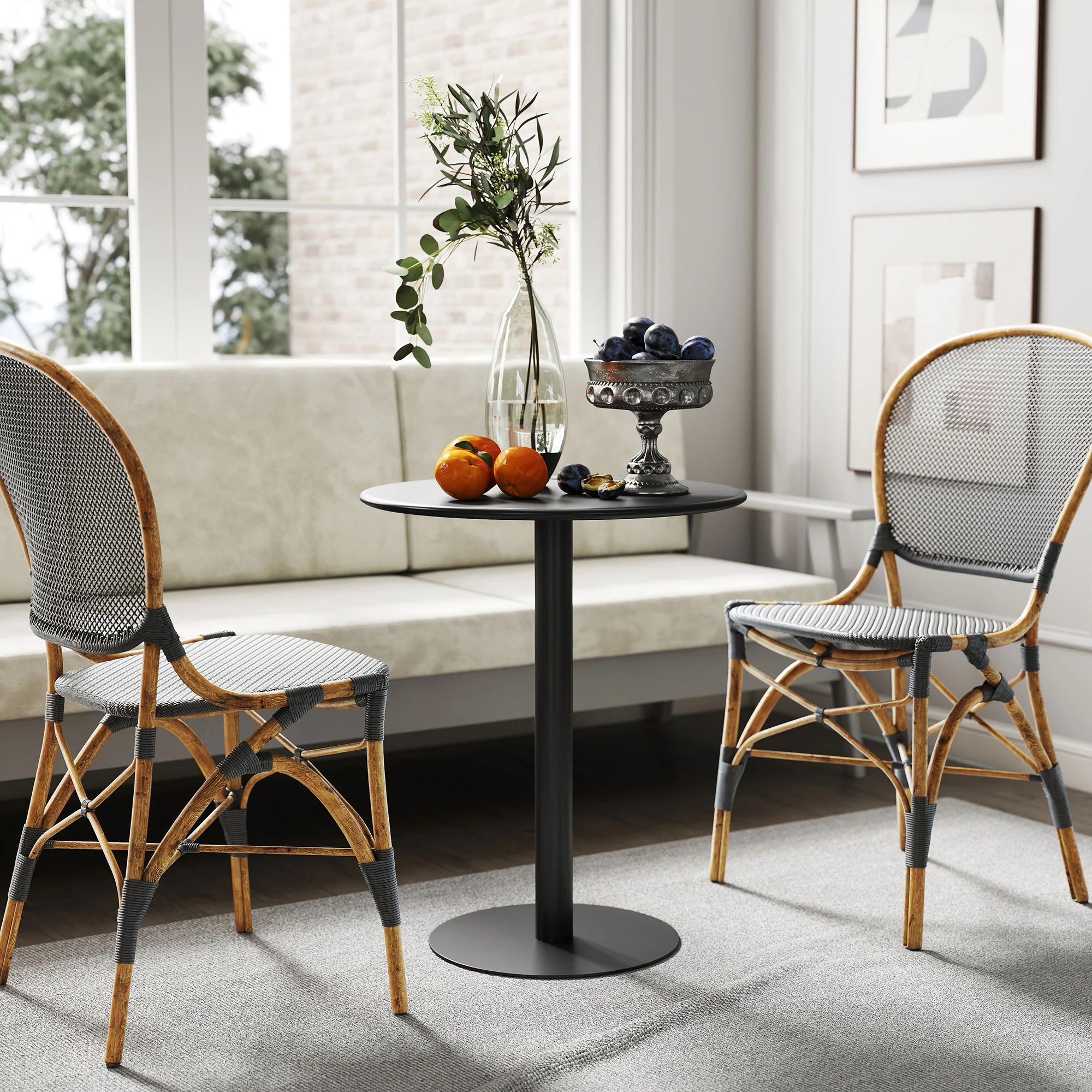 HOMCOM Dining Table, 60 Cm Round Kitchen Table For 2 With Steel Base, Black - Image 7
