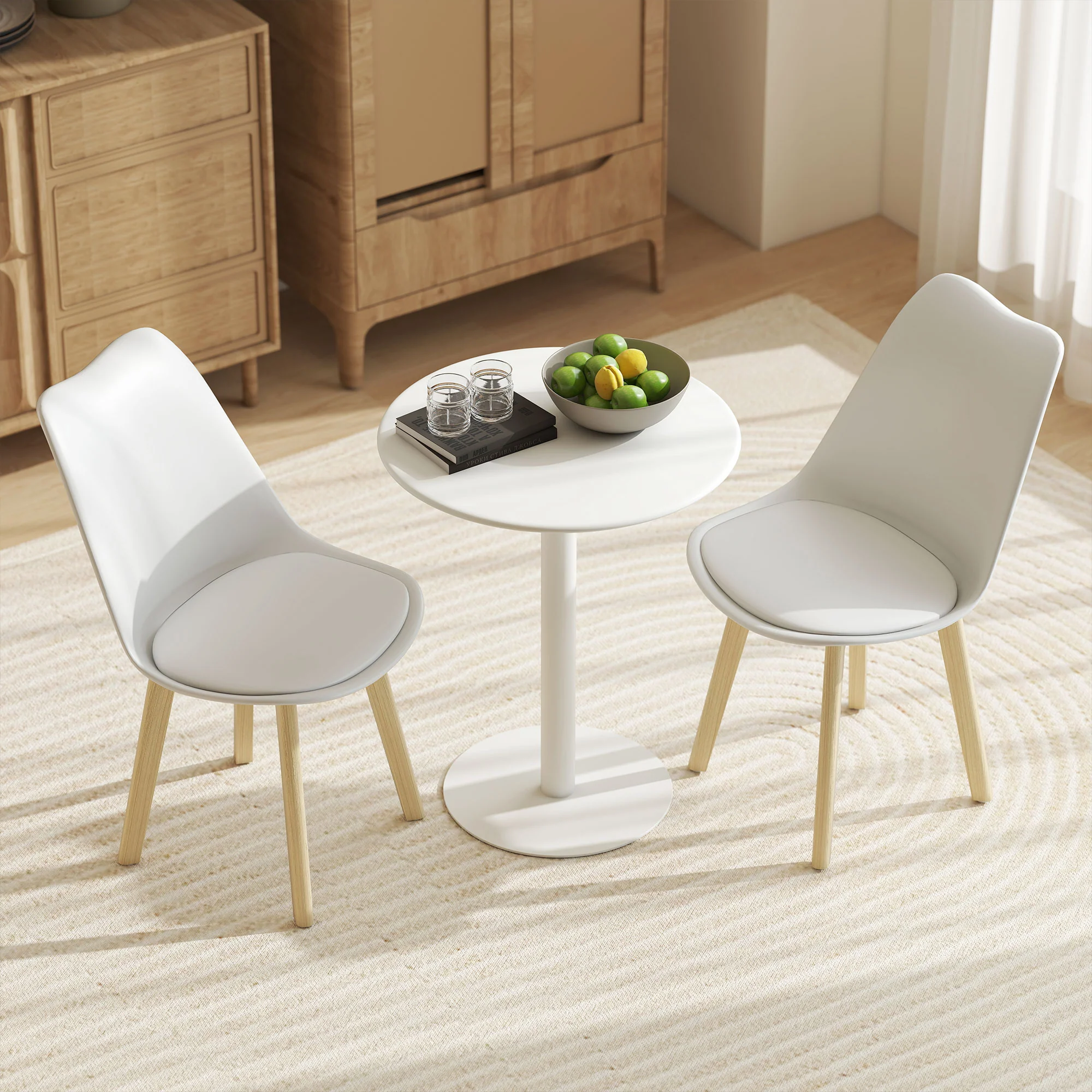 HOMCOM Dining Table, 60 Cm Round Kitchen Table For 2 With Steel Base, White - Image 6