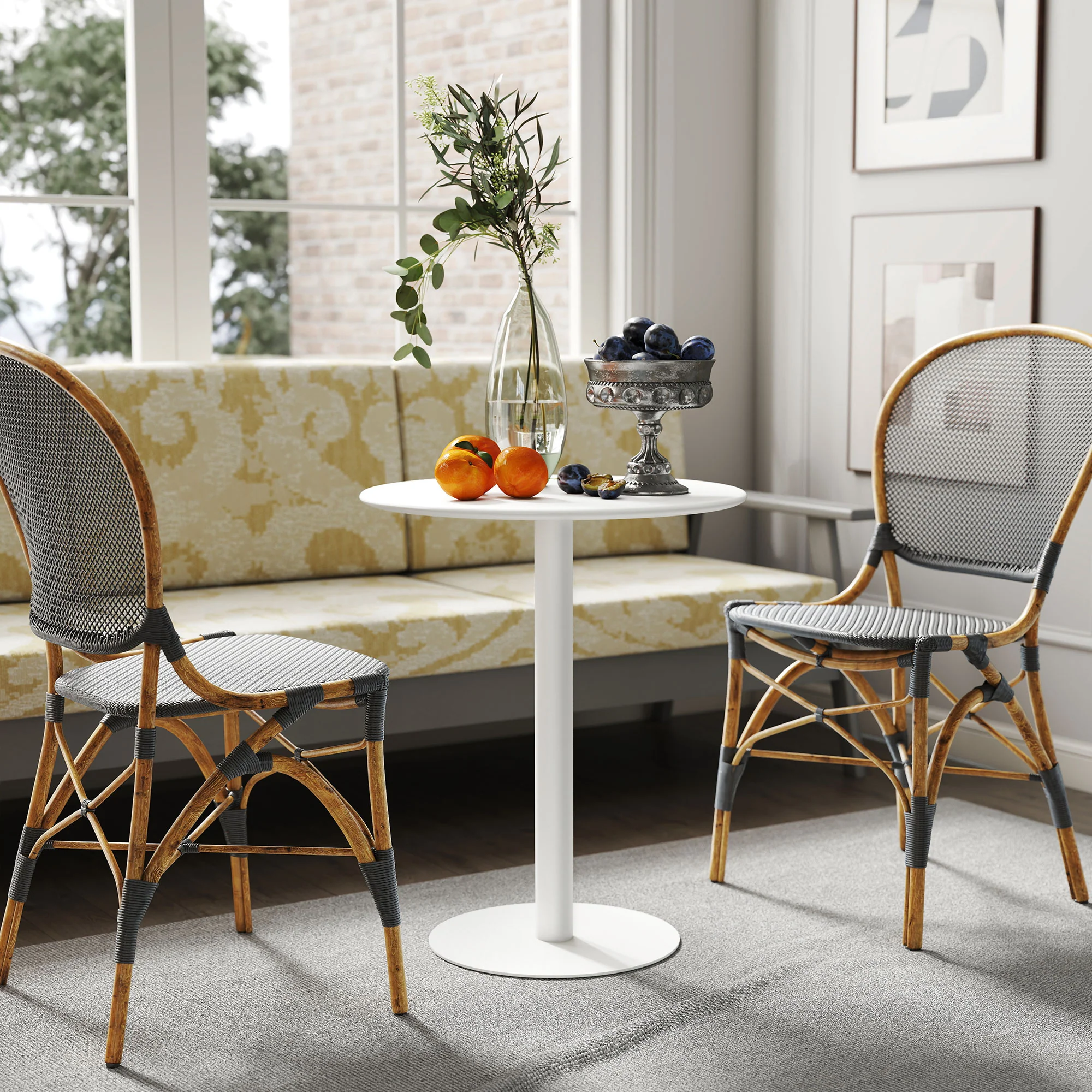 HOMCOM Dining Table, 60 Cm Round Kitchen Table For 2 With Steel Base, White - Image 7