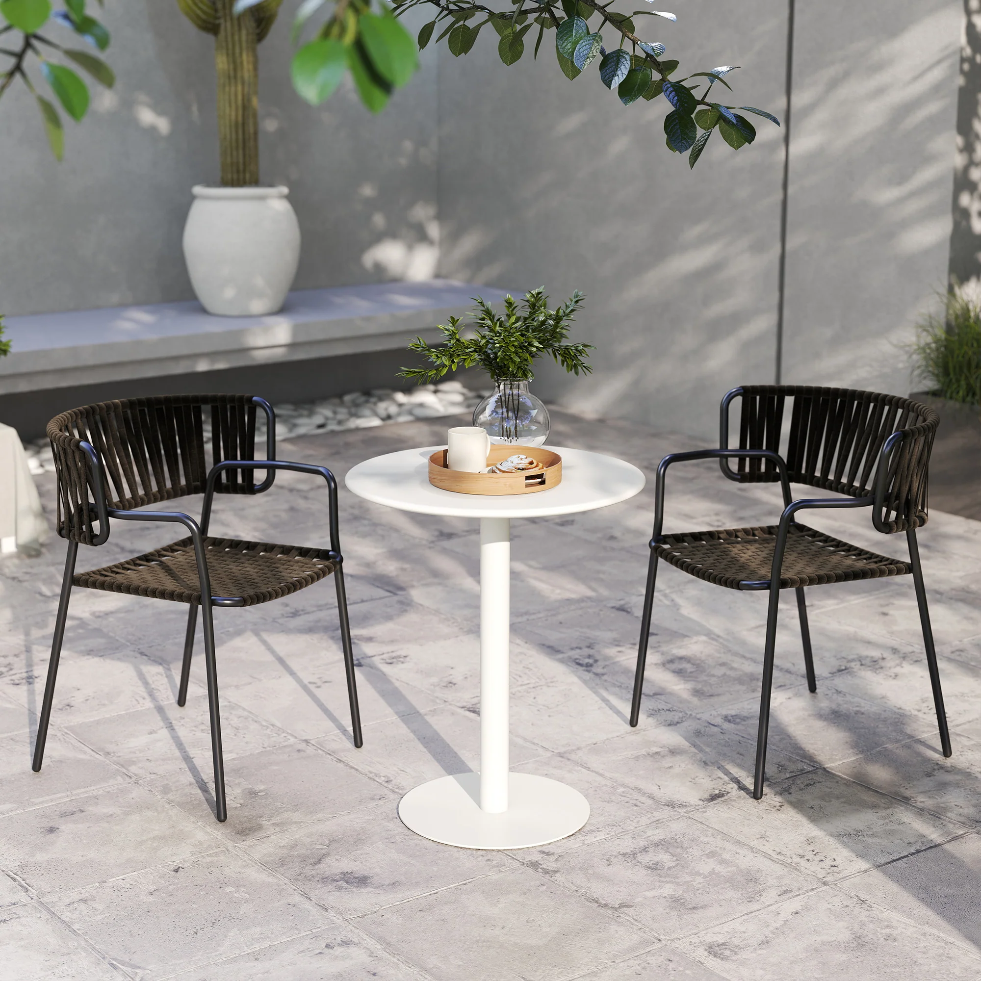 HOMCOM Dining Table, 60 Cm Round Kitchen Table For 2 With Steel Base, White - Image 8