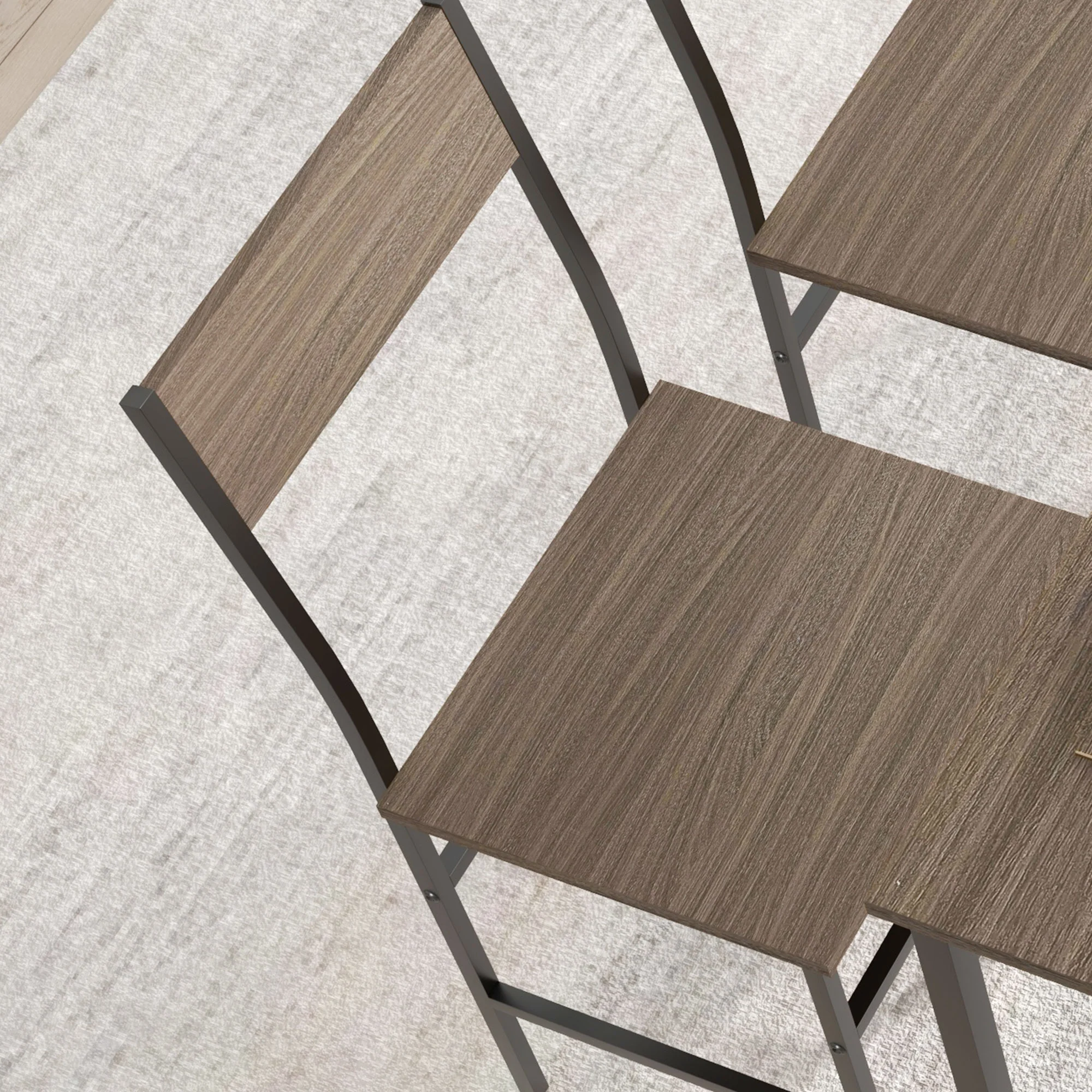 HOMCOM Dining Table And Chairs Set Of 4 With 2 Chairs Bench For Kitchen Grey/Natural Wood Finish - Image 9