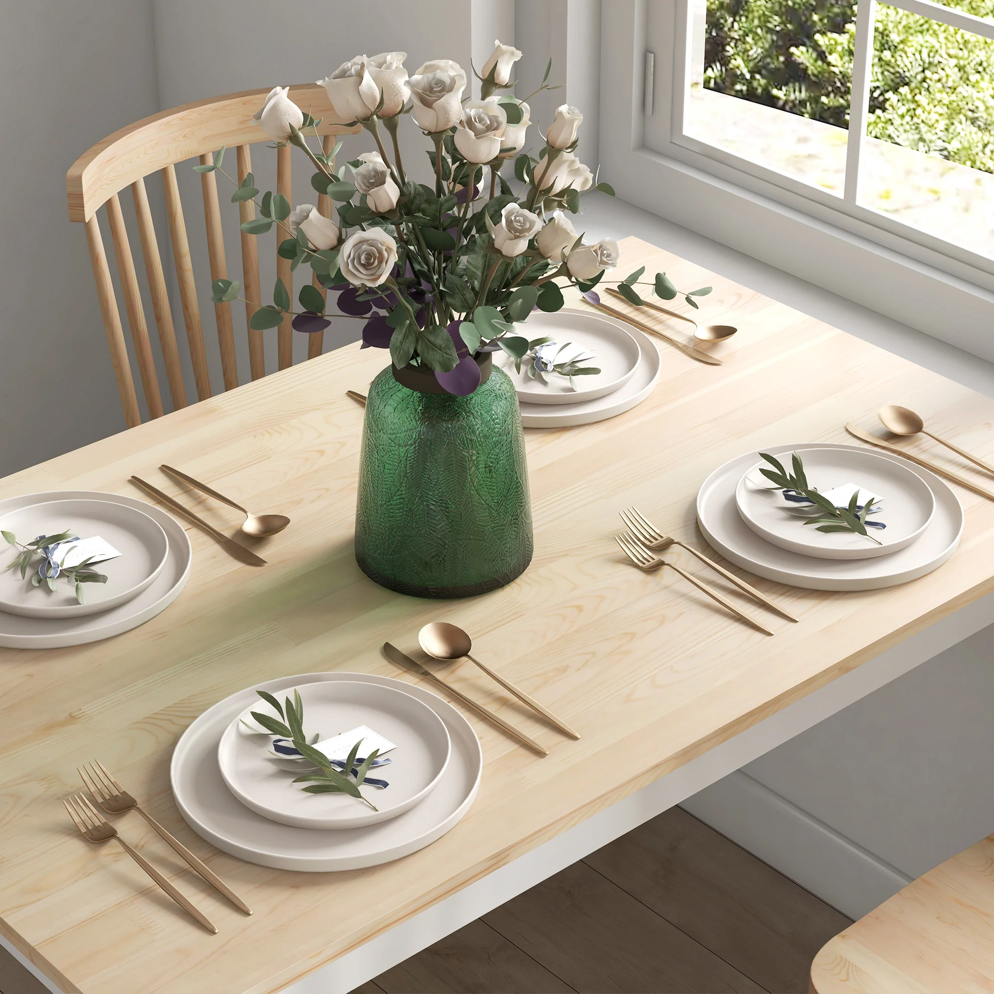 HOMCOM Dining Table Farmhouse Kitchen Table W/ Wood Frame For Dining Room - Image 8