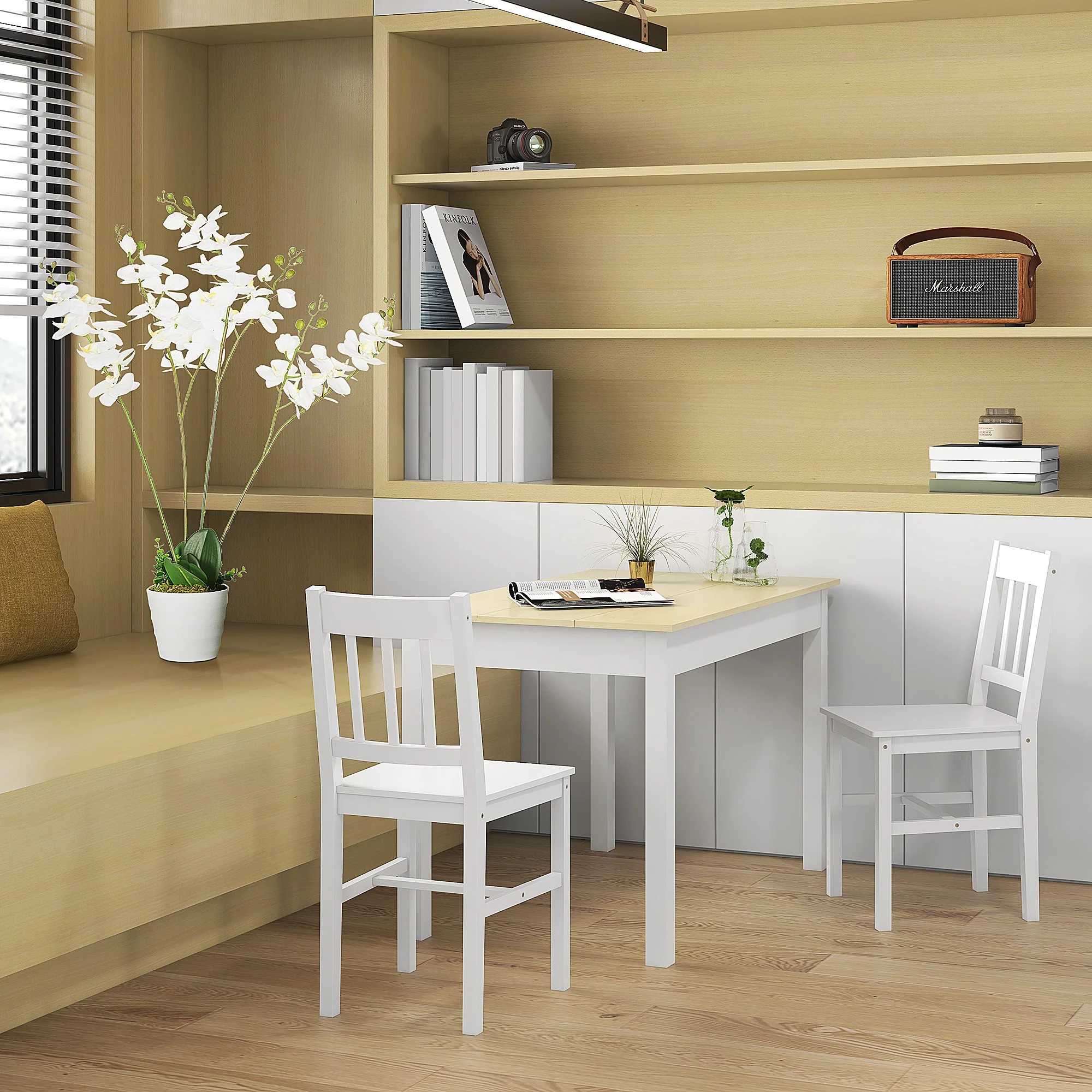 HOMCOM Dining Table For 4 To 6 Kitchen Table With Thick Legs Oak Wood Grain - Image 9