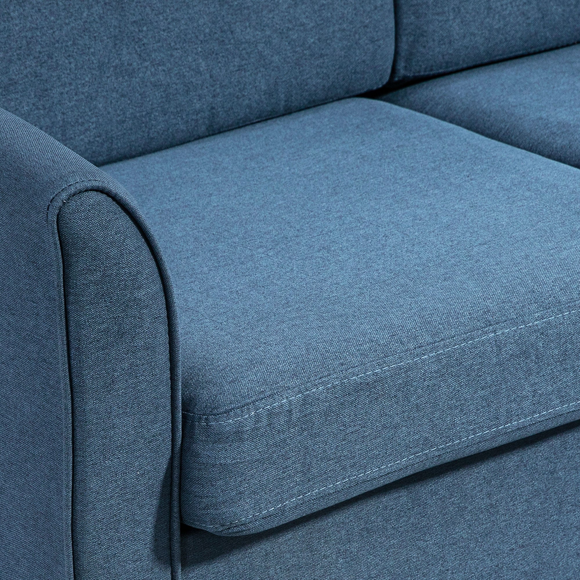 HOMCOM Double Seat Sofa Linen Upholstery Loveseat Couch w/ Armrests, Blue - Image 9