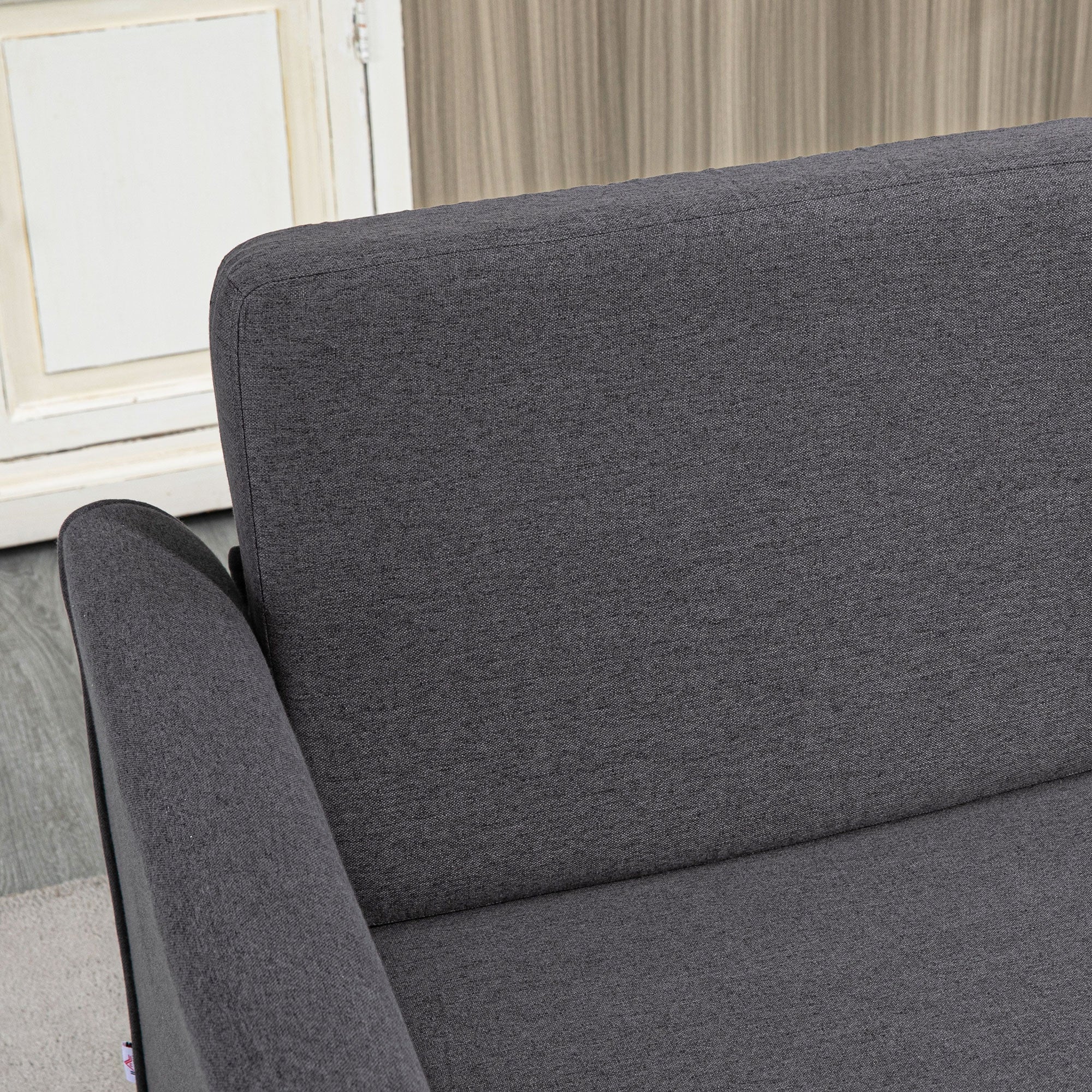 HOMCOM Double Seat Sofa Linen Upholstery Loveseat Couch w/ Armrests, Dark Grey - Image 7