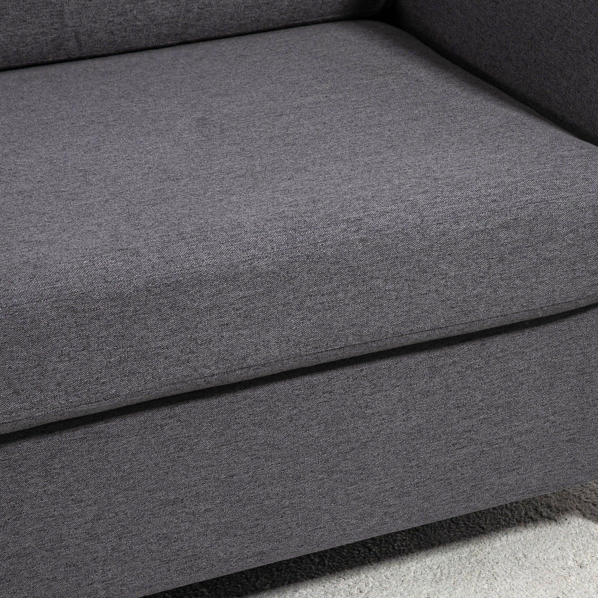 HOMCOM Double Seat Sofa Linen Upholstery Loveseat Couch w/ Armrests, Dark Grey - Image 8