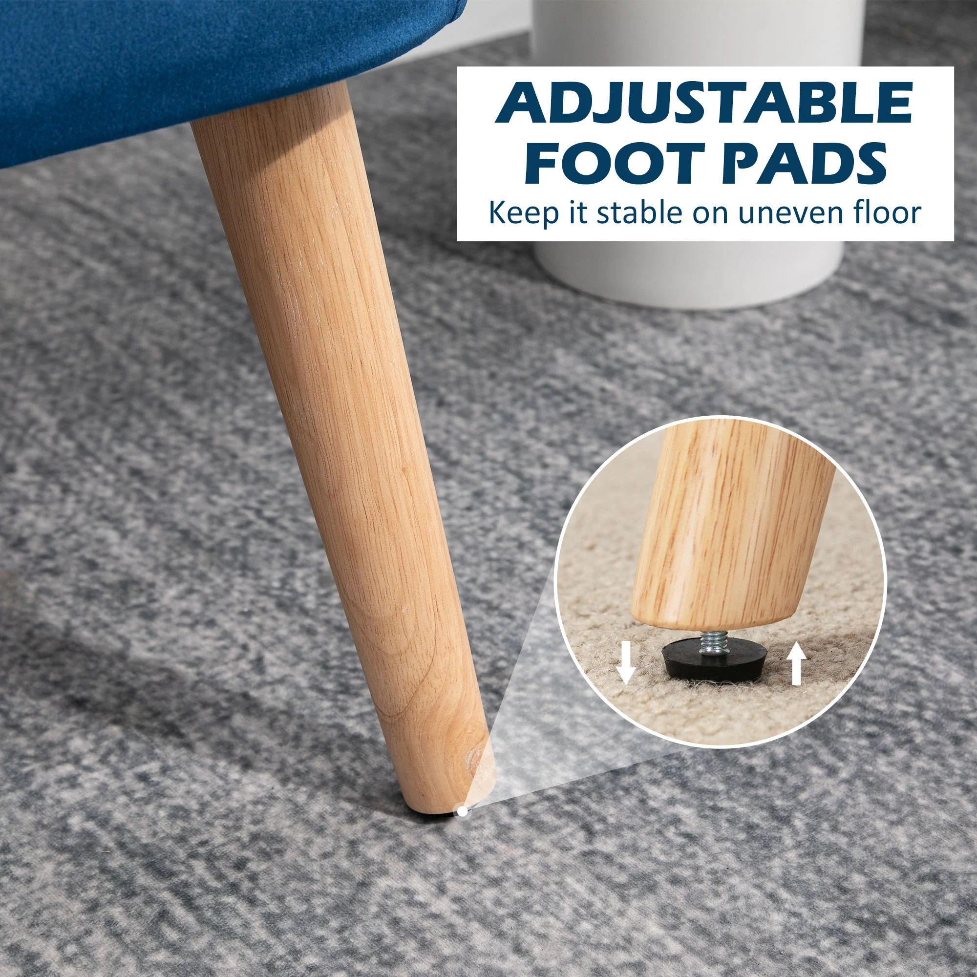 HOMCOM Double Sofa Foam Padding High Back, Dark Blue - Image 7