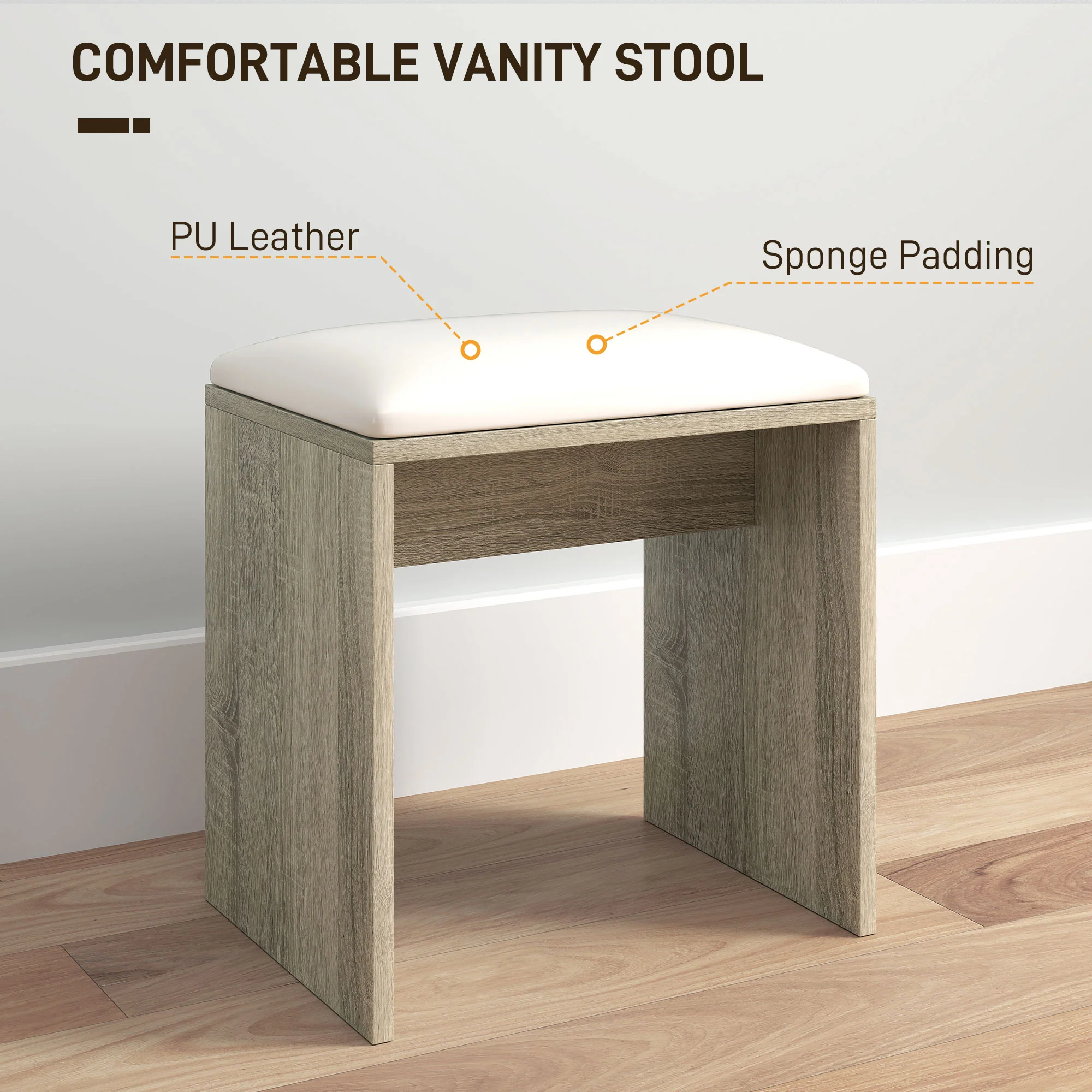 HOMCOM Dressing Table with Mirror and Stool, Makeup Desk for Bedroom - Image 7