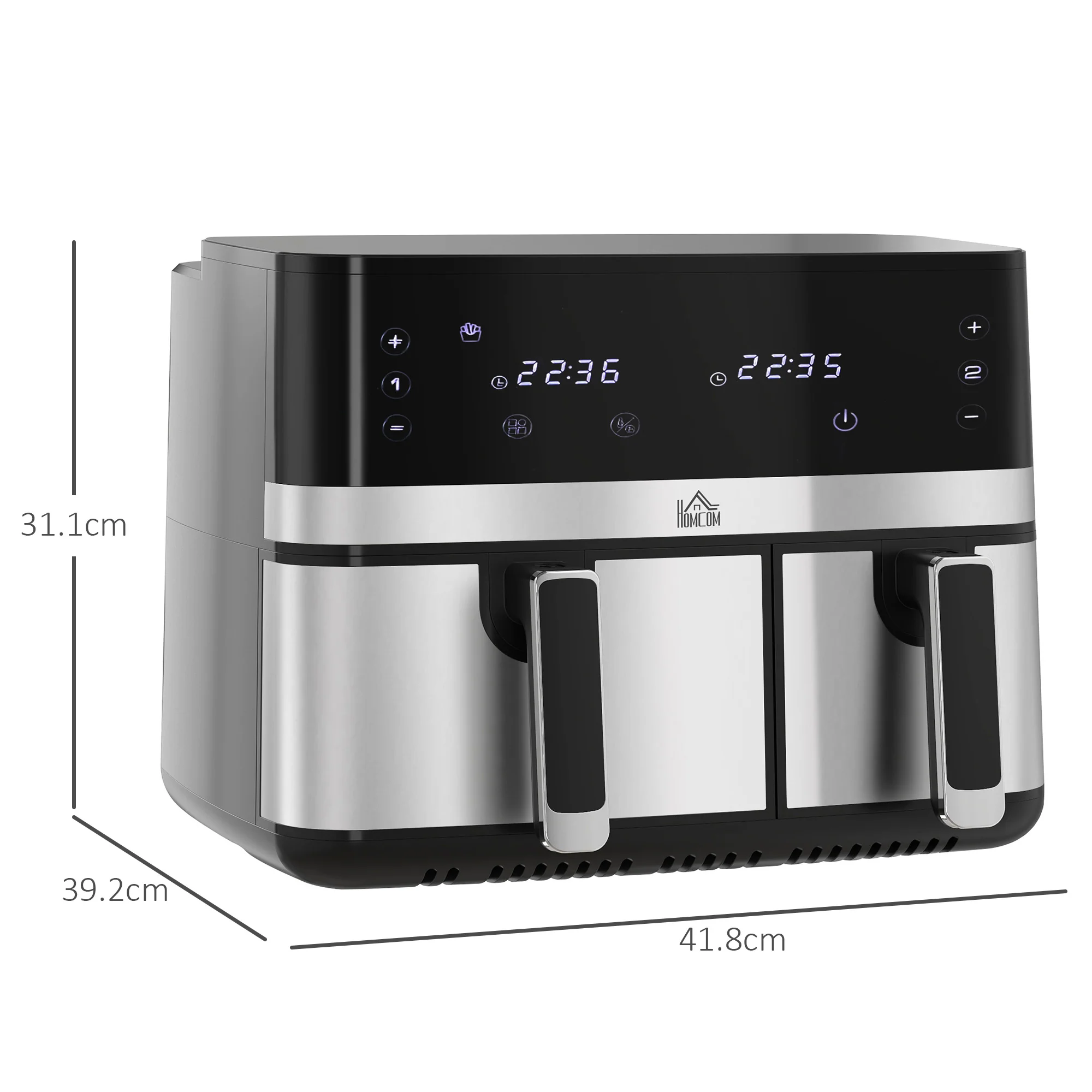 HOMCOM Dual Zone Air Fryer 8.5L Double Air Fryer With SYNCFinish 2700W - Image 5