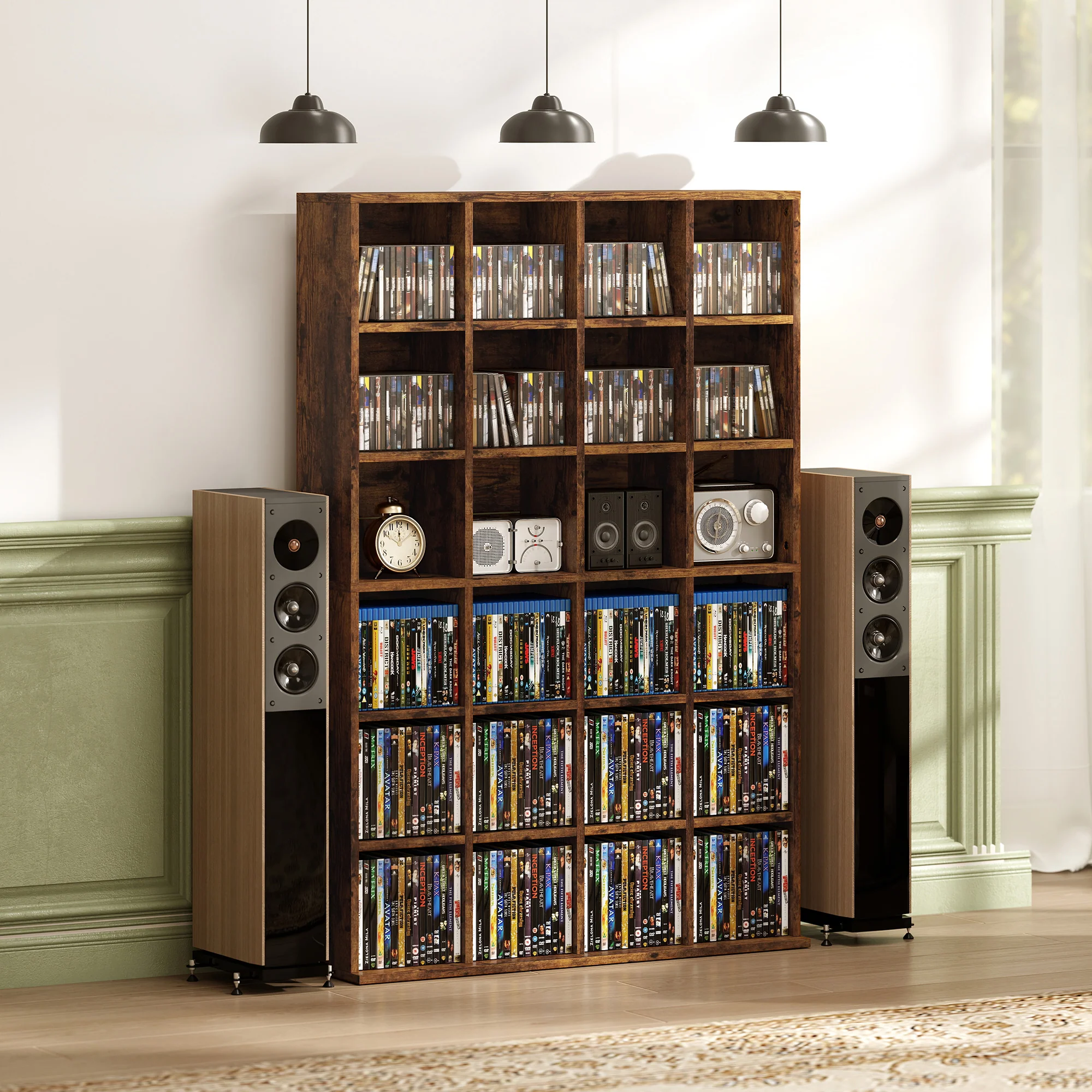 HOMCOM DVD CD Media Storage Rack, Video Display Unit, Rustic Brown - Image 7