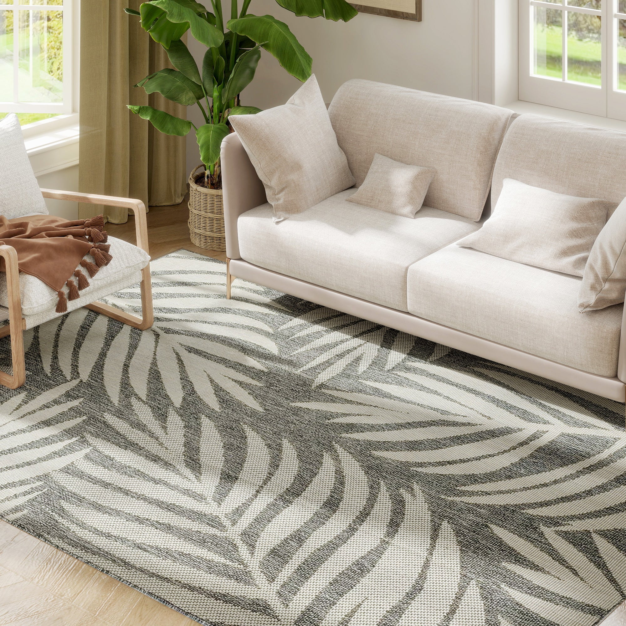 HOMCOM Easy-Cleaning Machine Washable Rug For Patio, Garden, Grey - Image 10