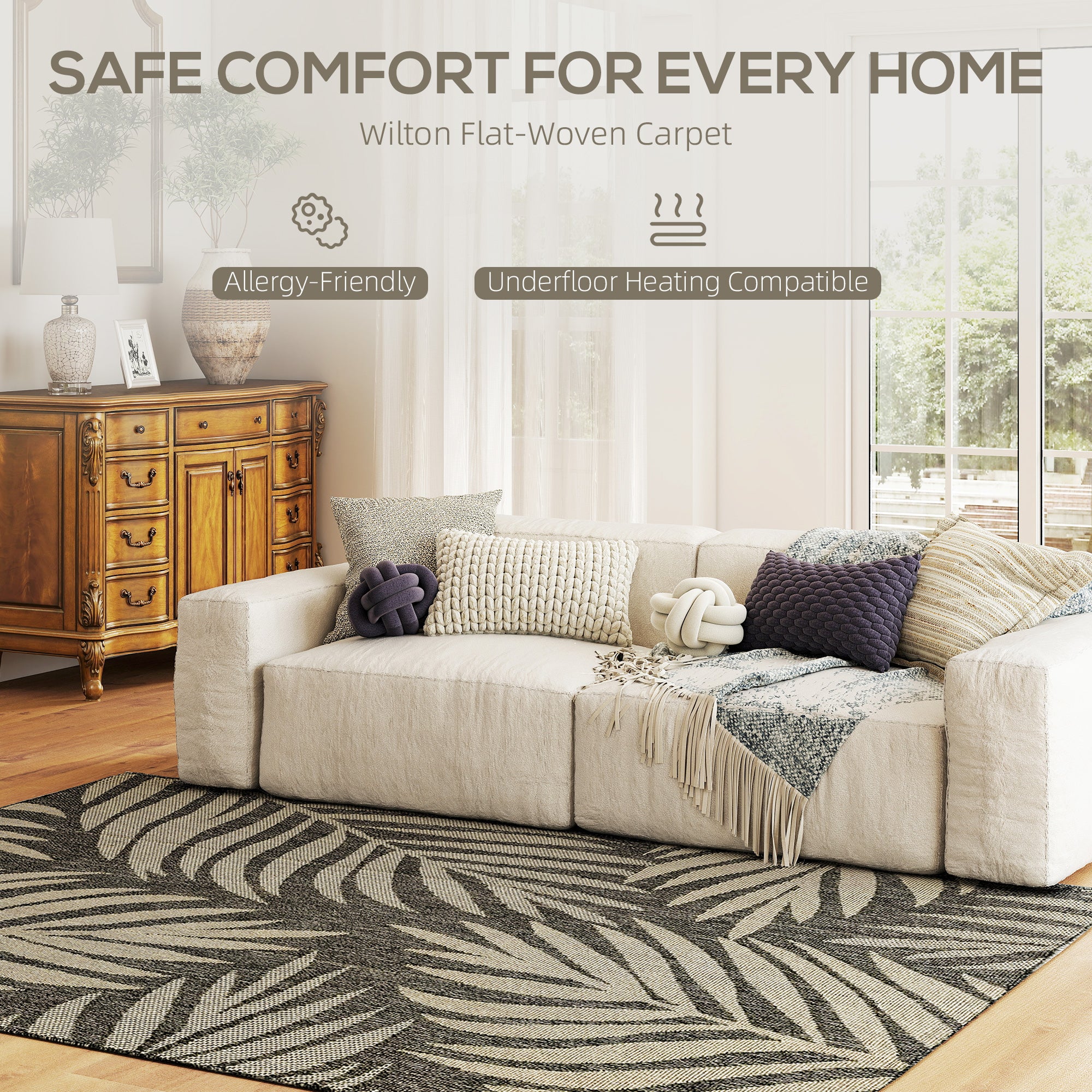 HOMCOM Easy-Cleaning Machine Washable Rug For Patio, Garden, Grey - Image 12