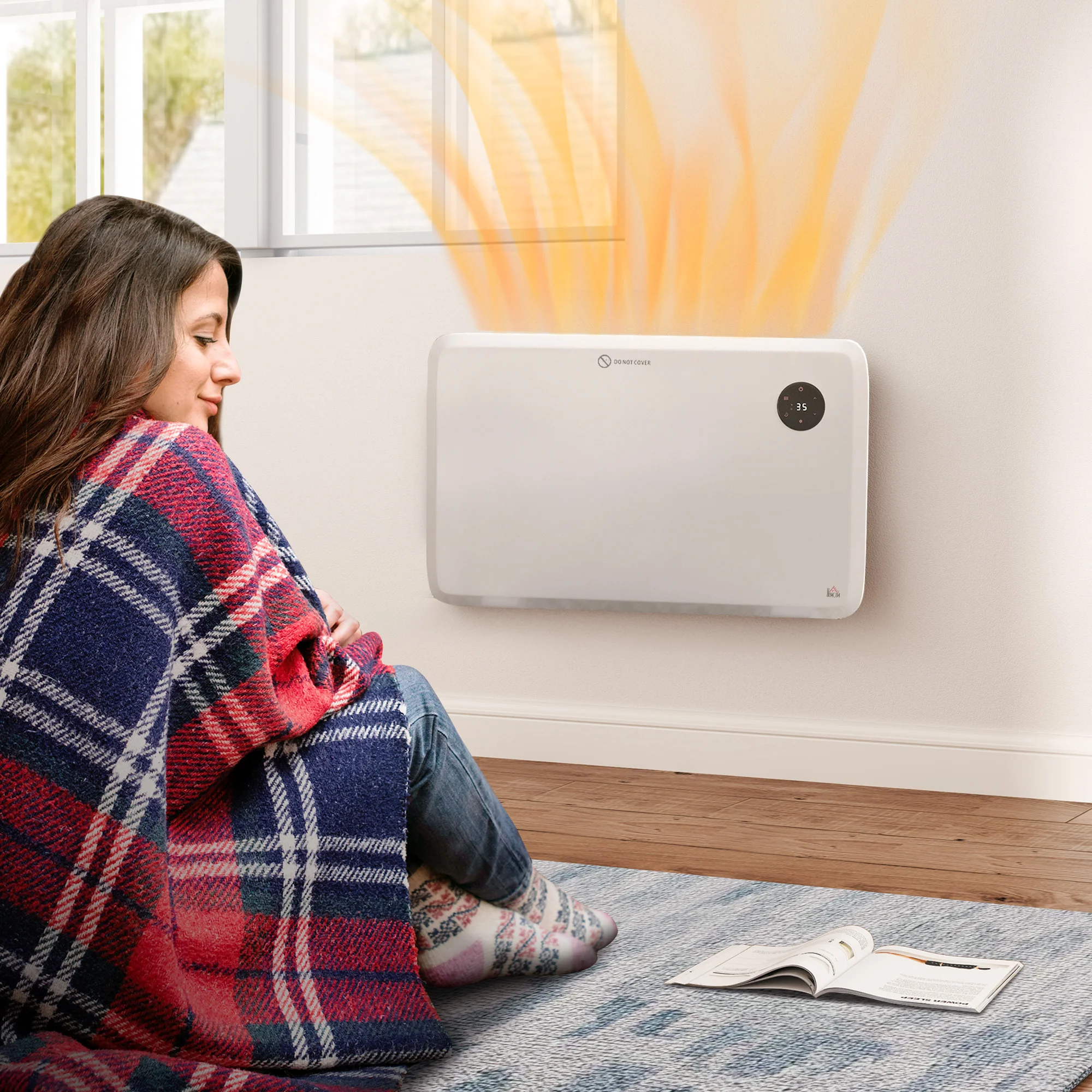 HOMCOM Electric Convector Heater, Quiet Space Heater w/ LED Display - Image 9