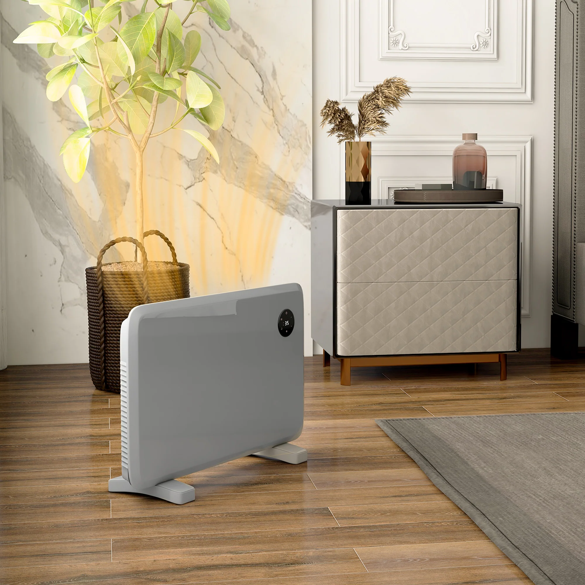 HOMCOM Electric Convector Heater, Quiet Space Heater w/ LED Display - Image 2