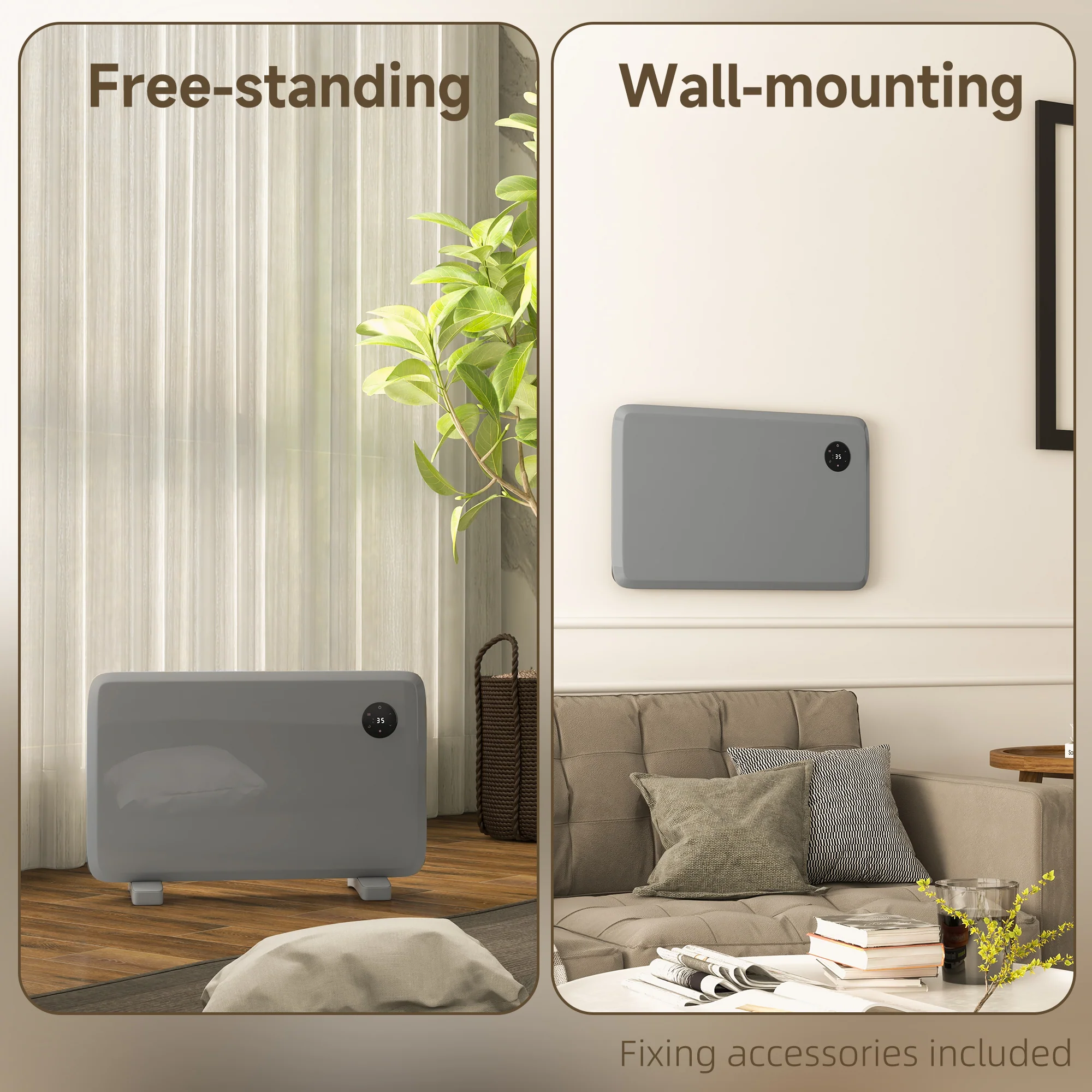 HOMCOM Electric Convector Heater, Quiet Space Heater w/ LED Display - Image 8