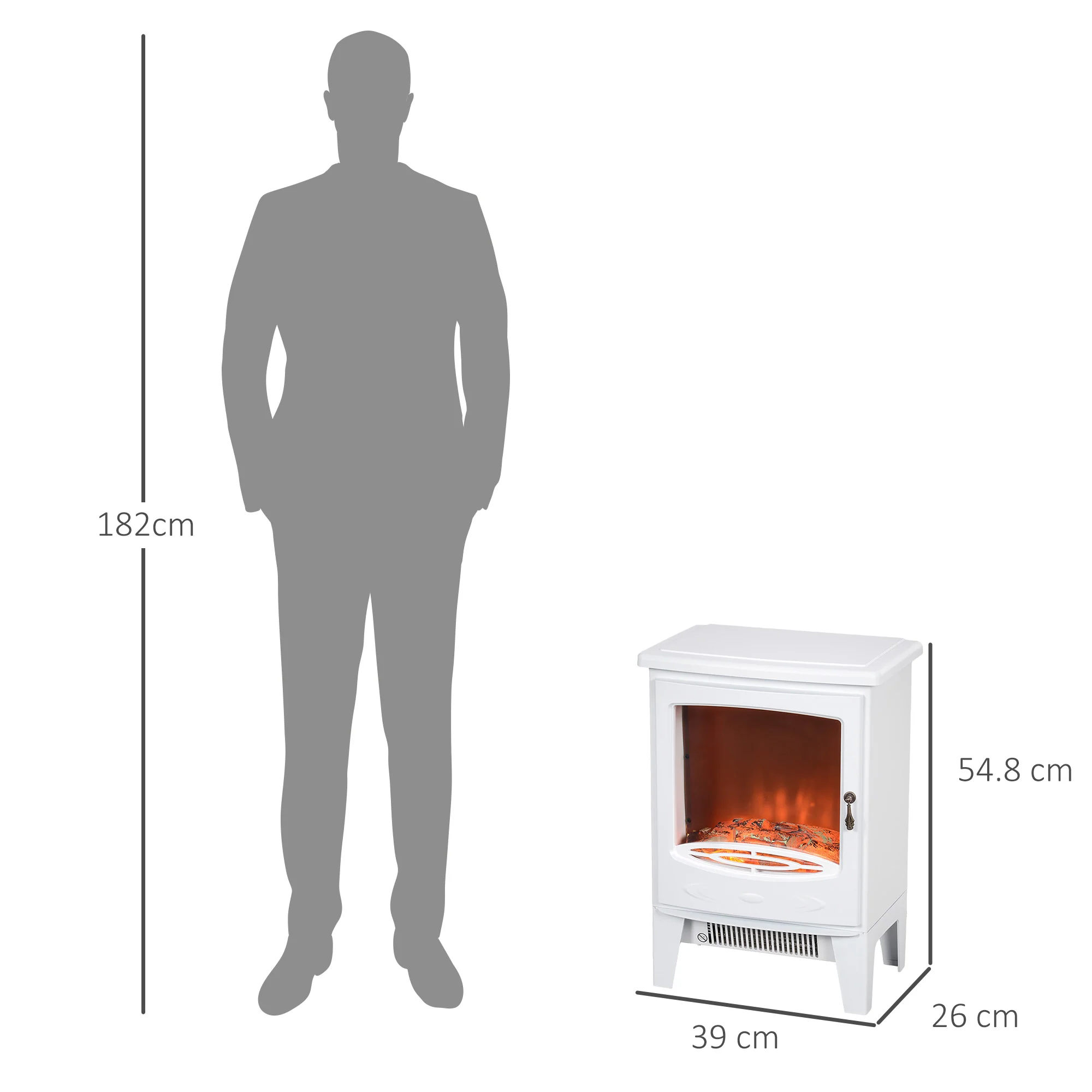 HOMCOM Electric Fireplace Freestanding W/Realistic Flame Effect, White - Image 5