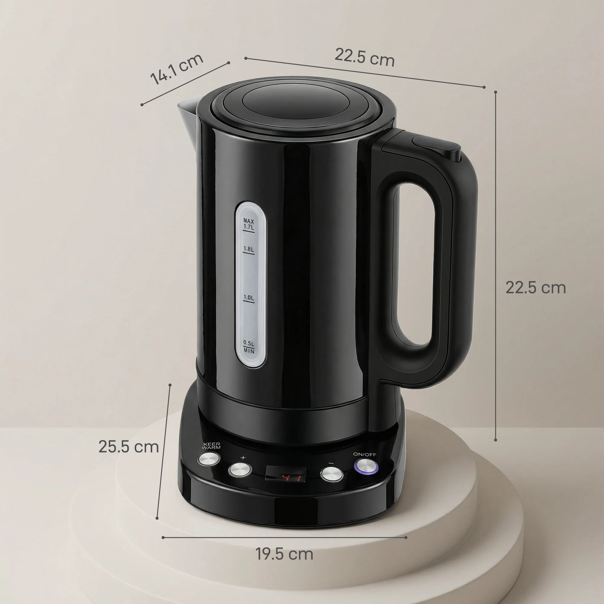 HOMCOM Electric Kettle, 1.7L Fast Boil, 3kW Water Kettle With Strix Thermost - Image 3