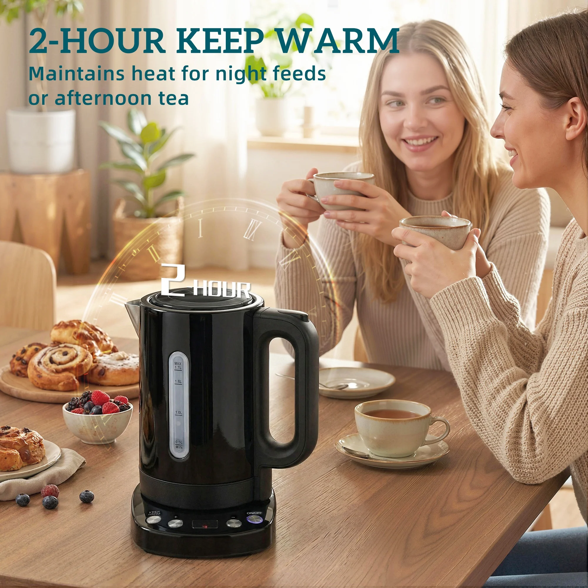 HOMCOM Electric Kettle, 1.7L Fast Boil, 3kW Water Kettle With Strix Thermost - Image 7