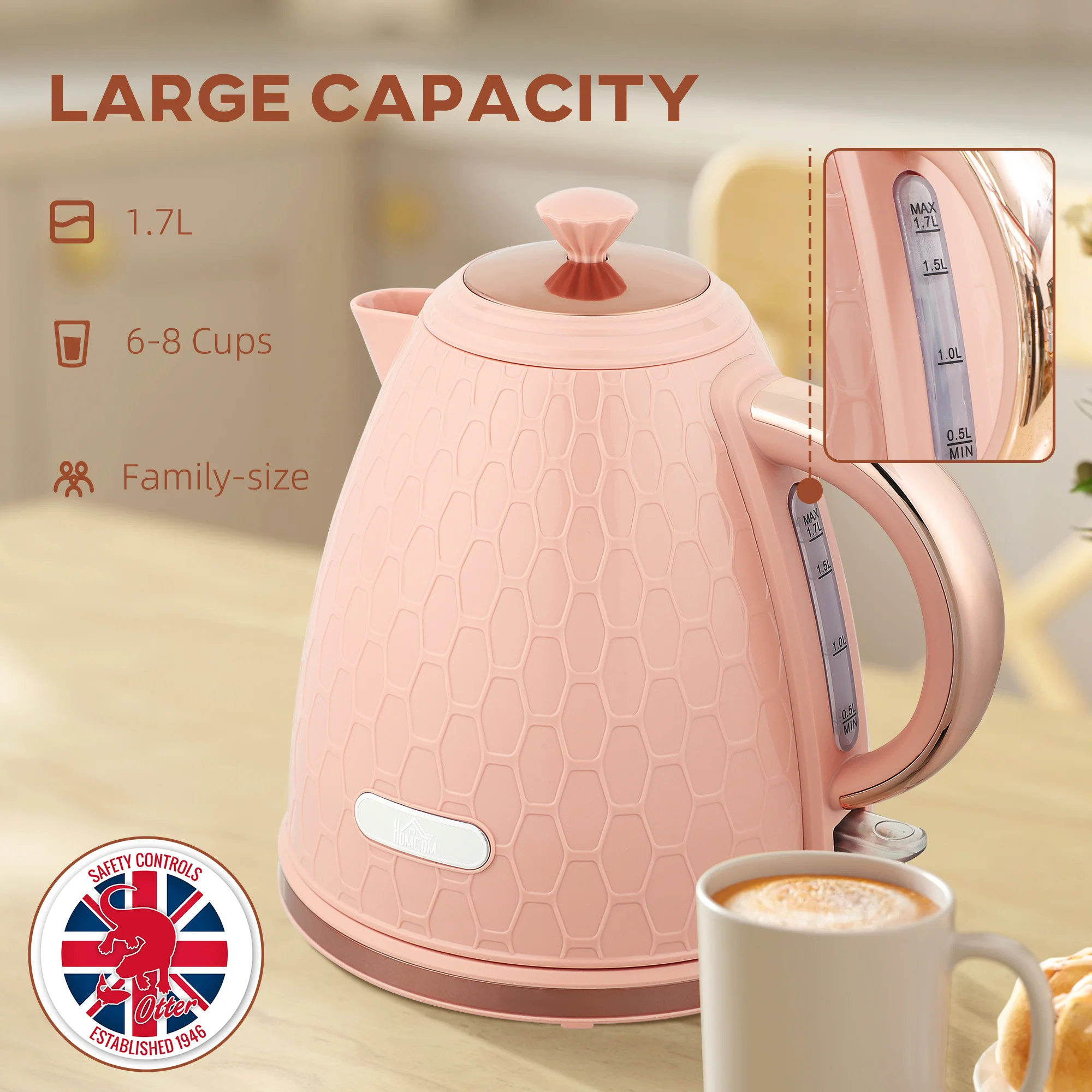 HOMCOM Electric Kettle, Fast Boil, 1.7L, 3kW, Auto Shut-off - Image 14