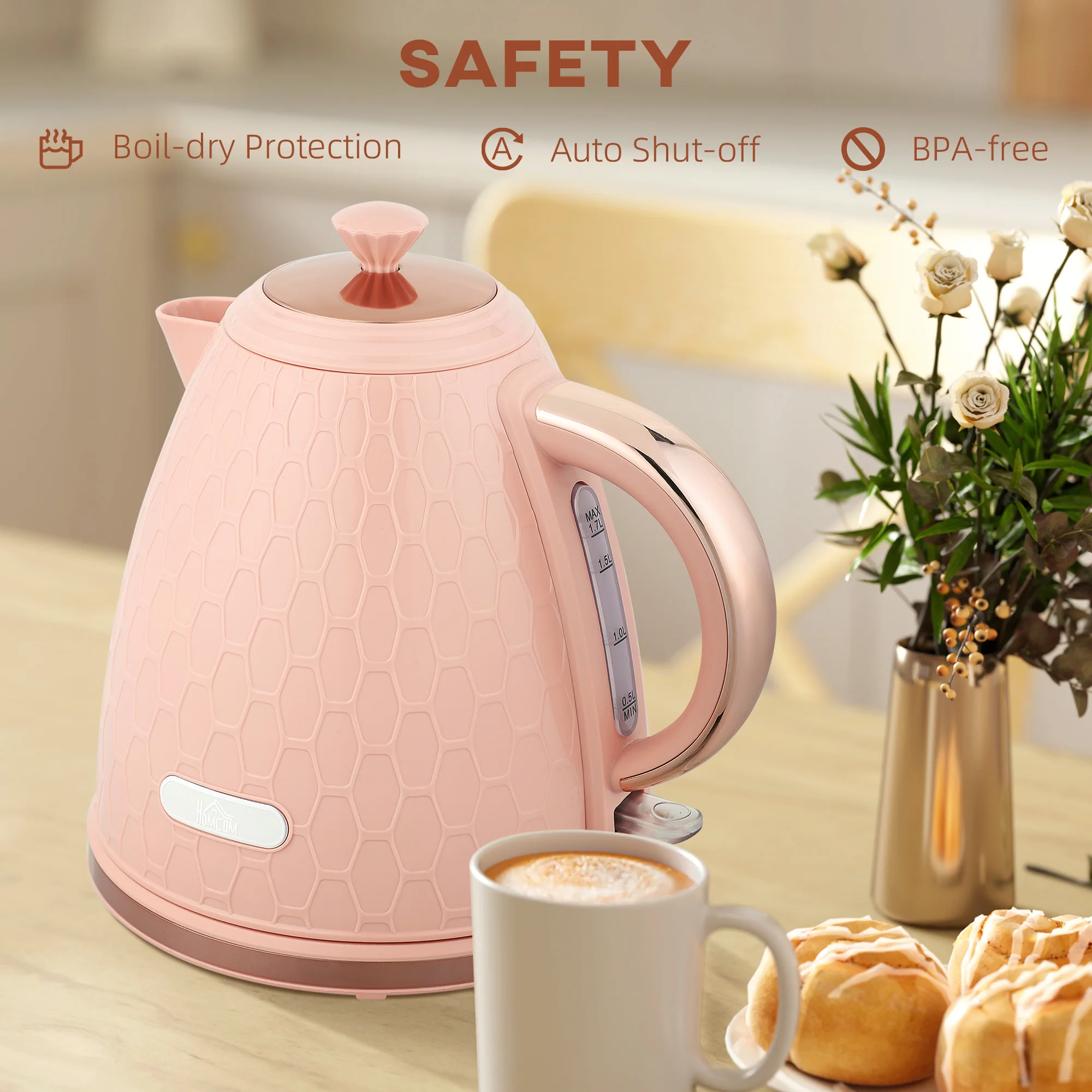HOMCOM Electric Kettle, Fast Boil, 1.7L, 3kW, Auto Shut-off - Image 15