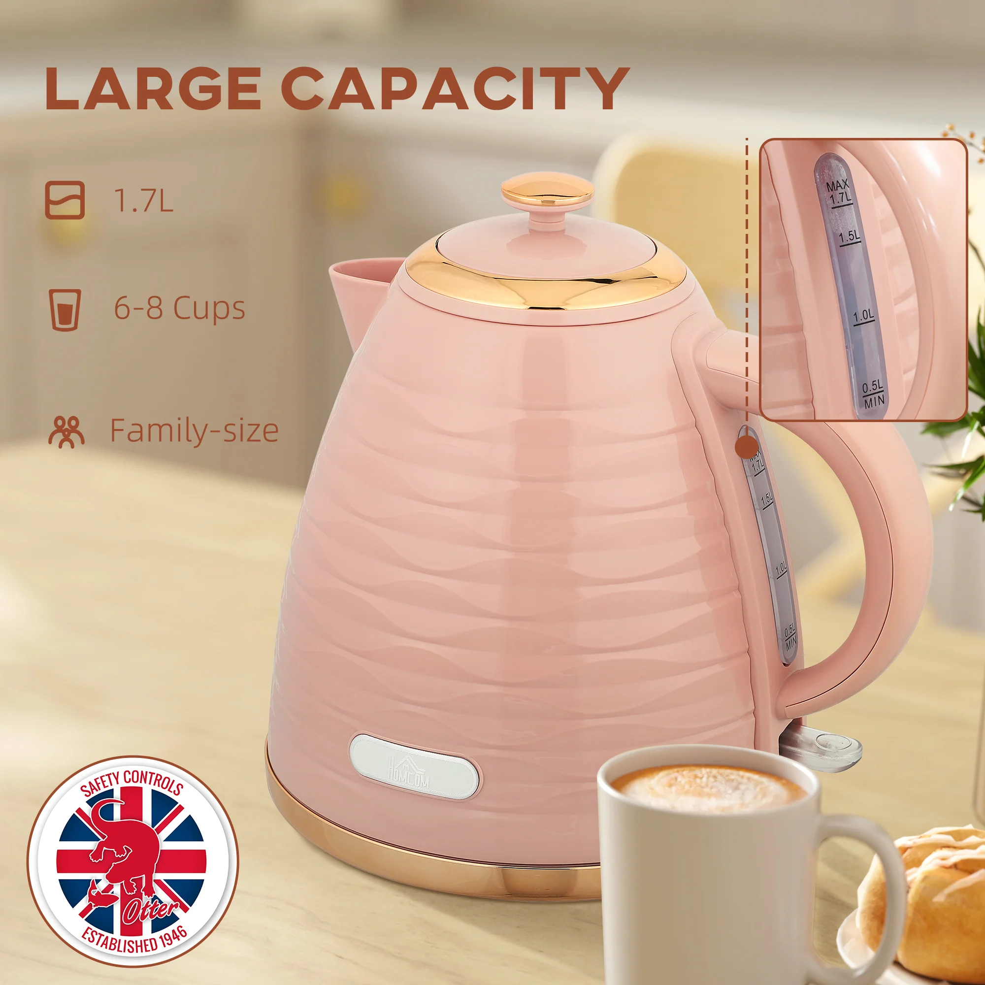 HOMCOM Electric Kettle, Fast Boil, 1.7L, 3kW, Swivel, - Image 14