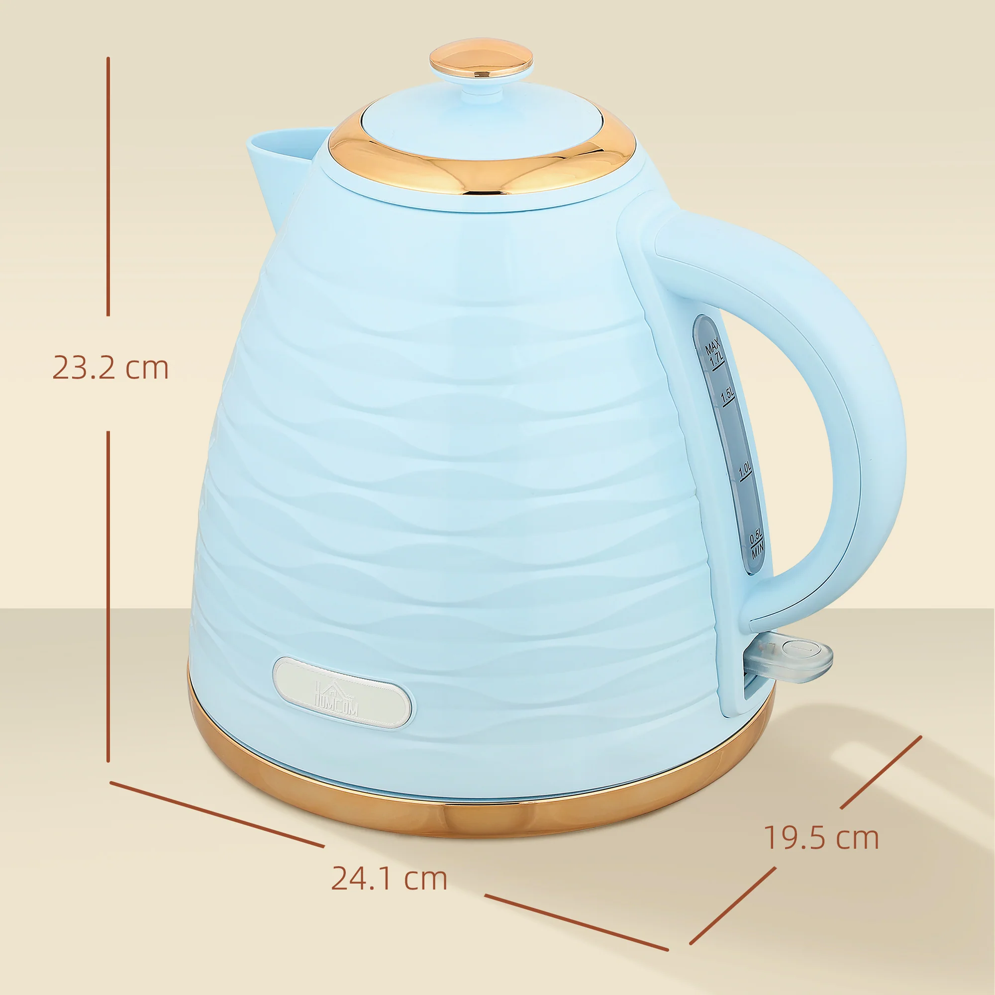 HOMCOM Electric Kettle, Fast Boil, 1.7L, 3kW, Swivel, - Image 3