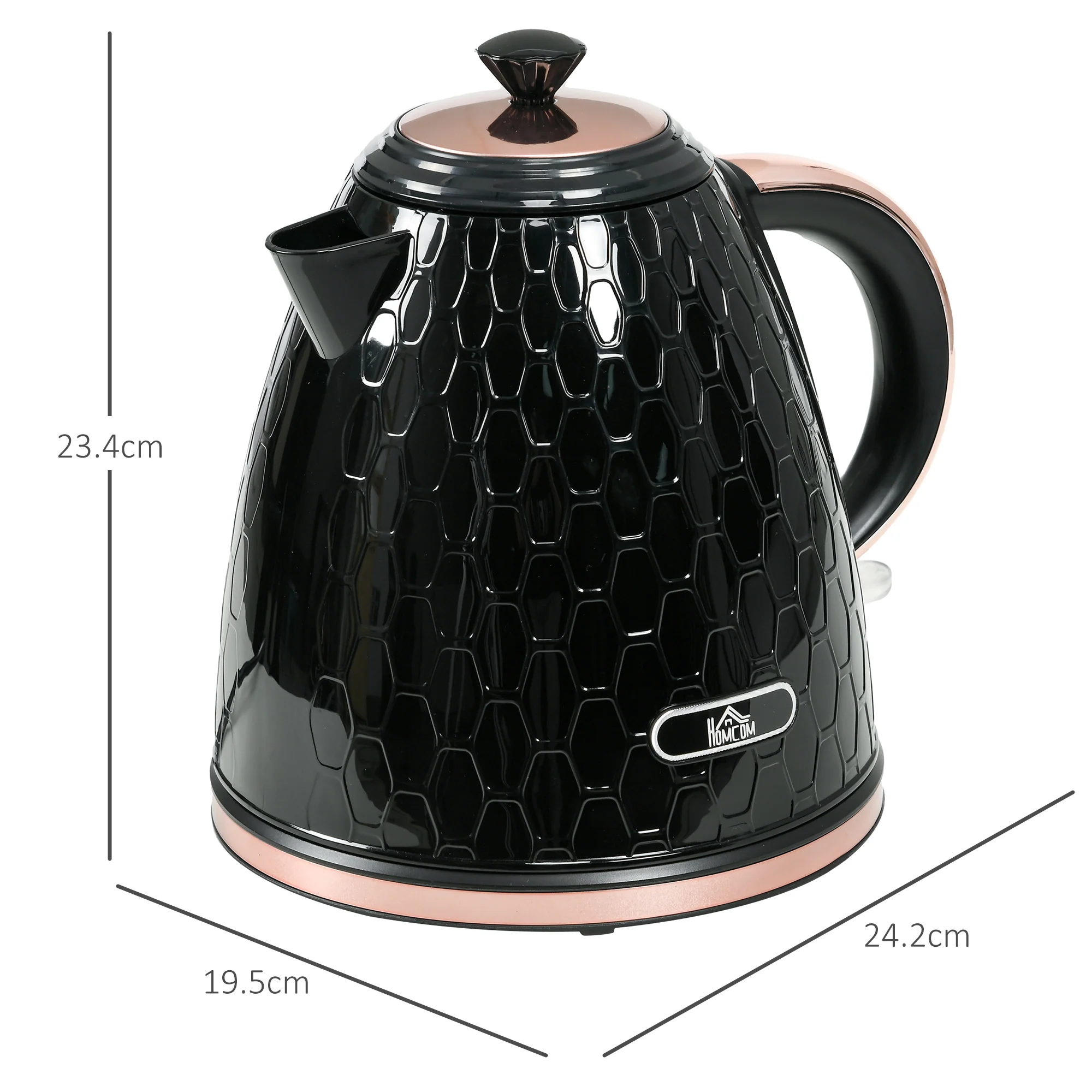 HOMCOM Electric Kettle, Fast Boil, 1.7L, 3kW, Swivel, Auto Shut-off, Black - Image 6